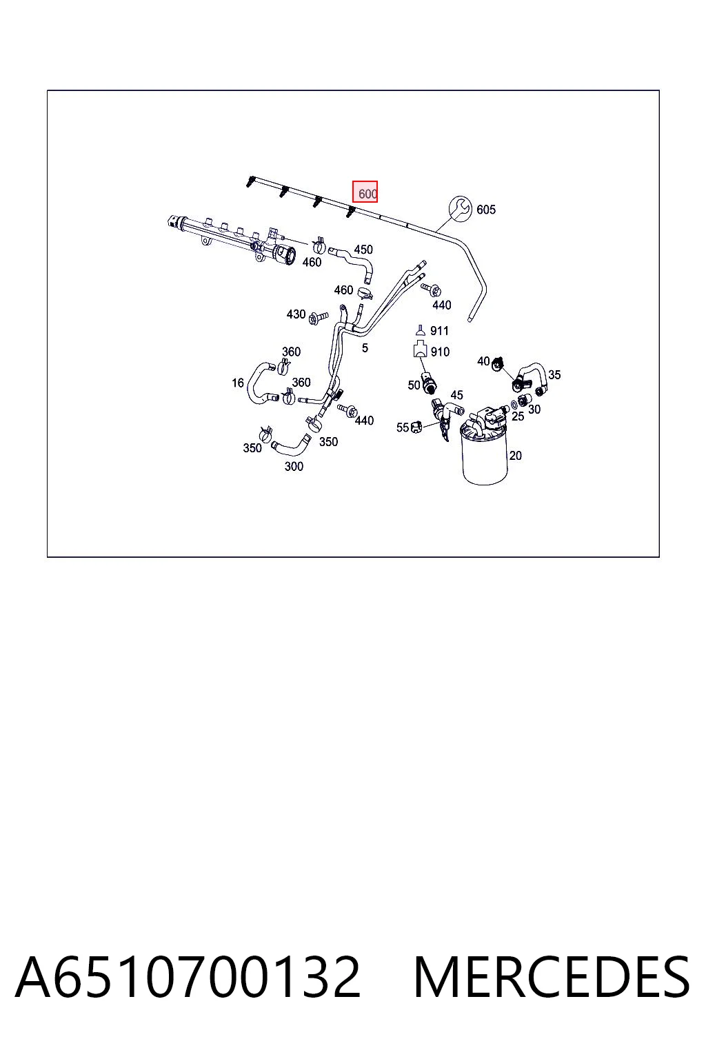 A6510700132 Mercedes Tubo flexible, combustible de fuga 