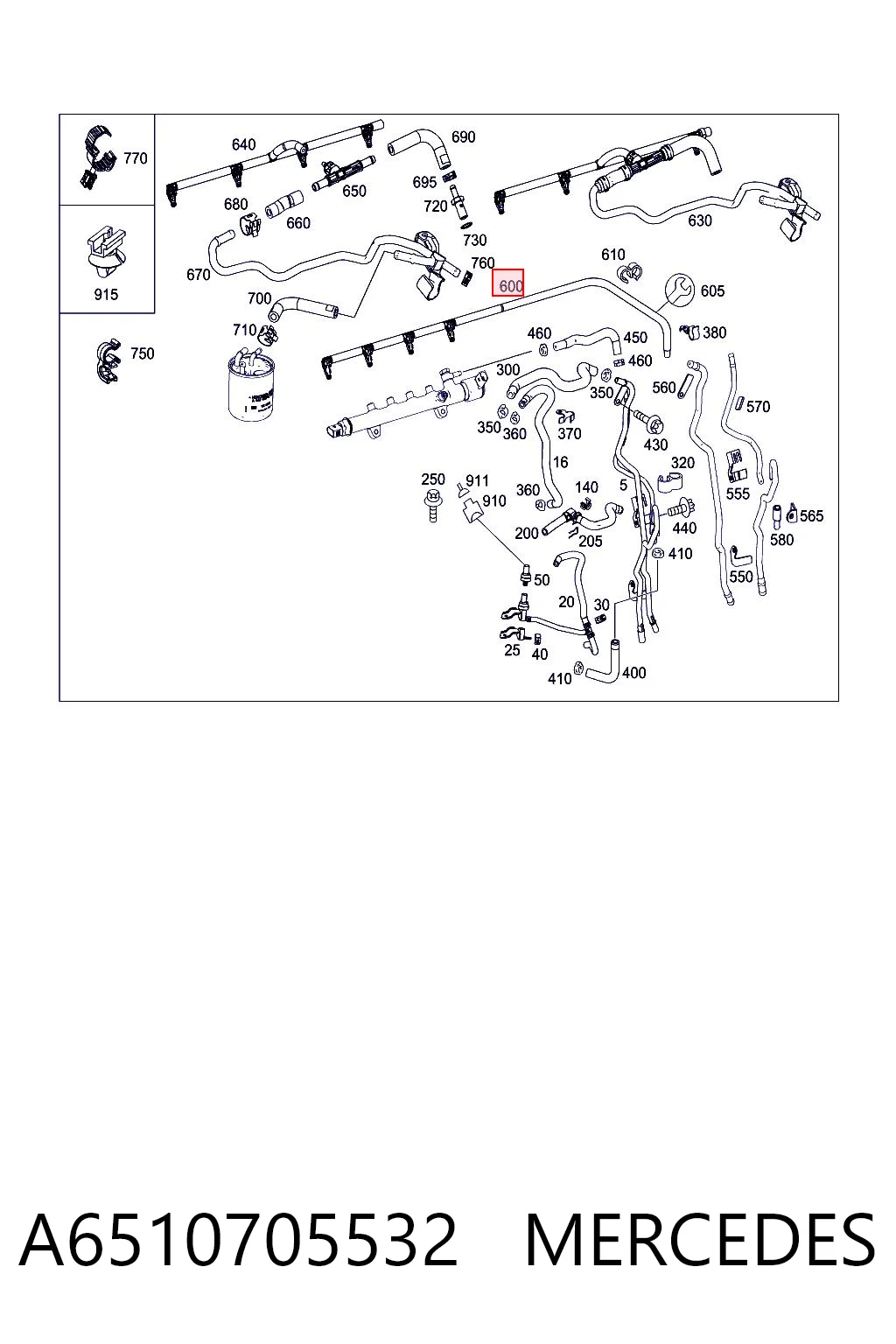 A6510705532 Mercedes Tubo flexible, combustible de fuga 