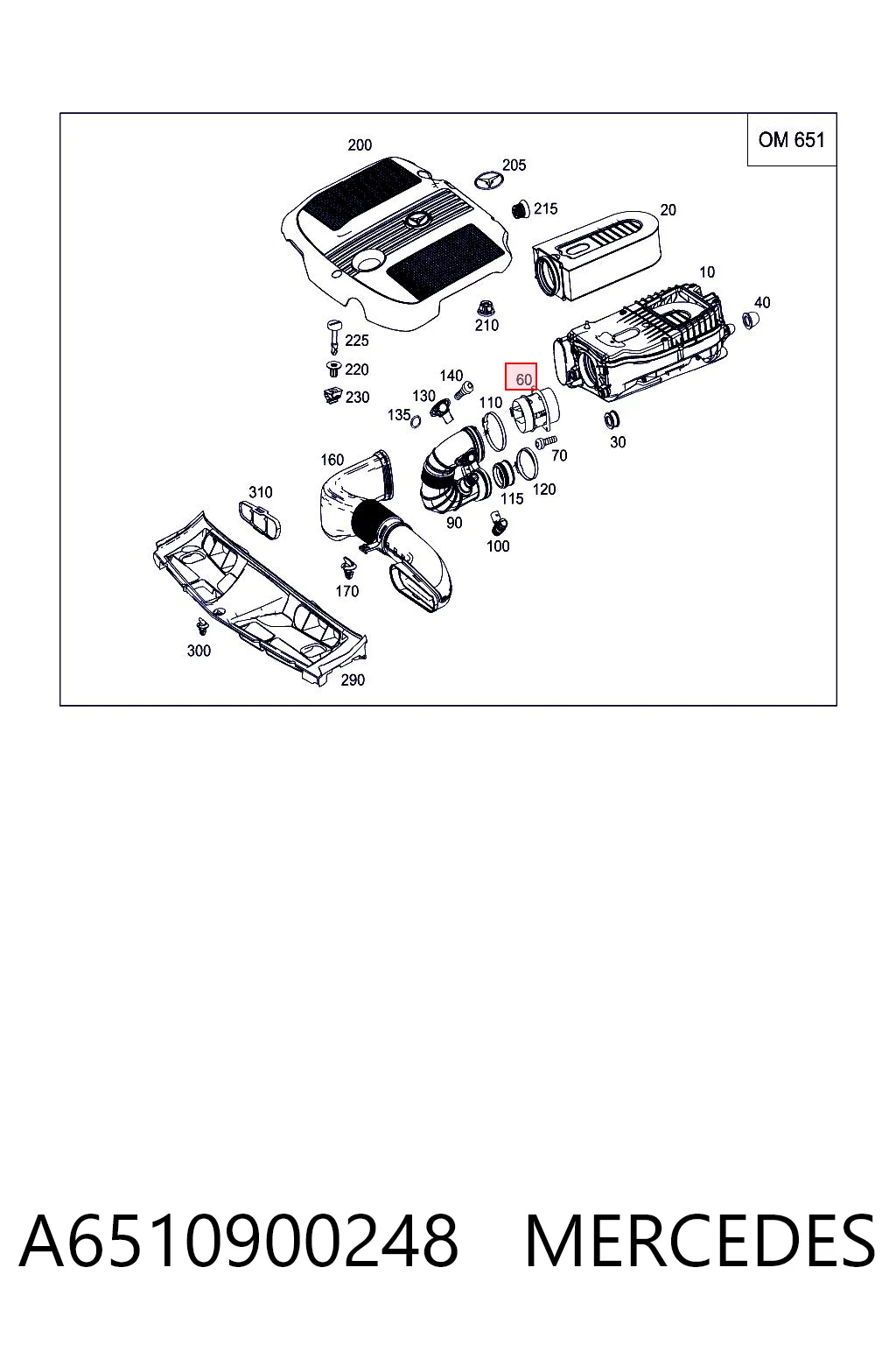 A6510900248 Mercedes Sensor de flujo de aire