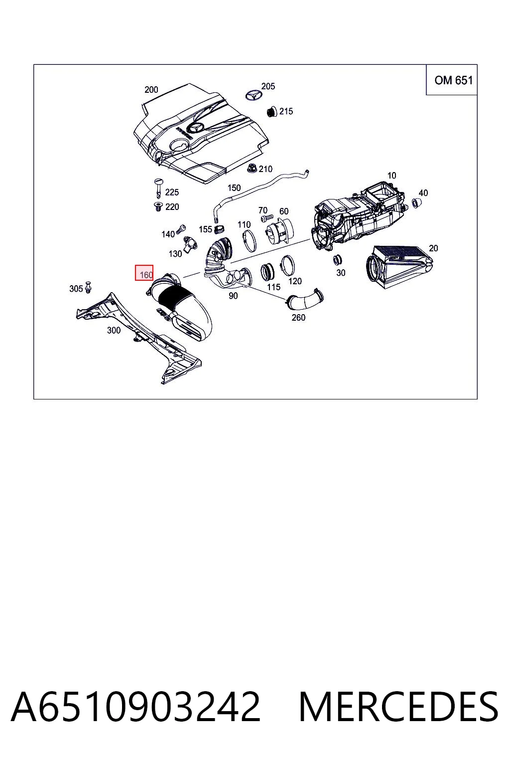 A6510903242 Mercedes Tubo flexible de aspiración, filtro de aire