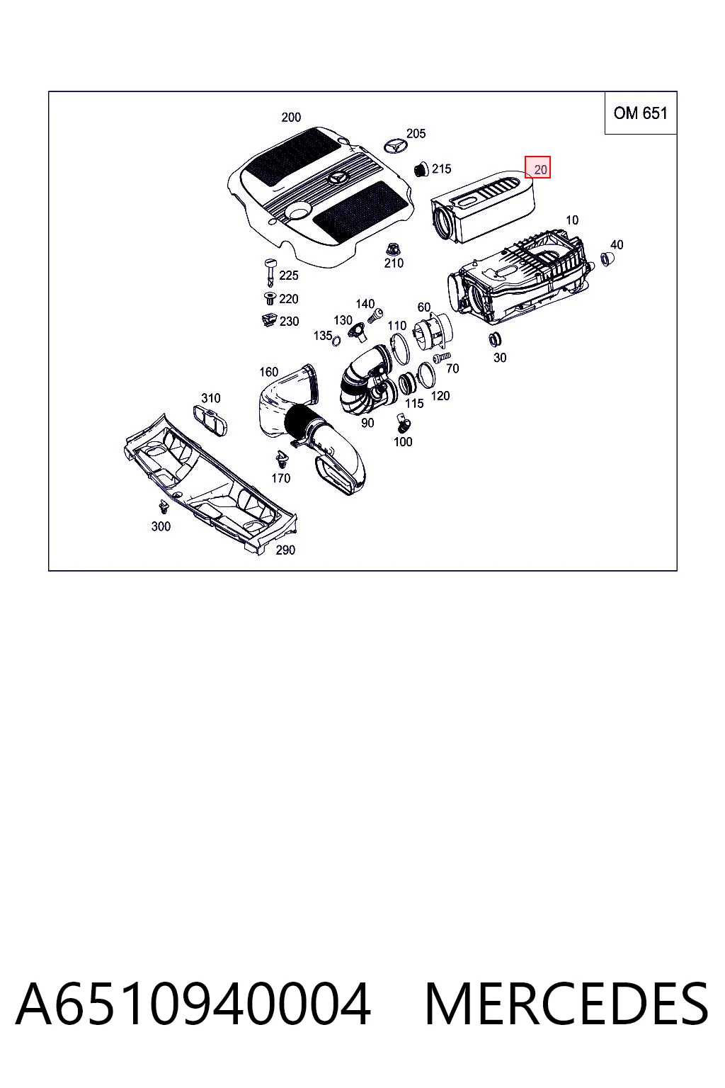 A6510940004 Mercedes Filtro de aire de motor