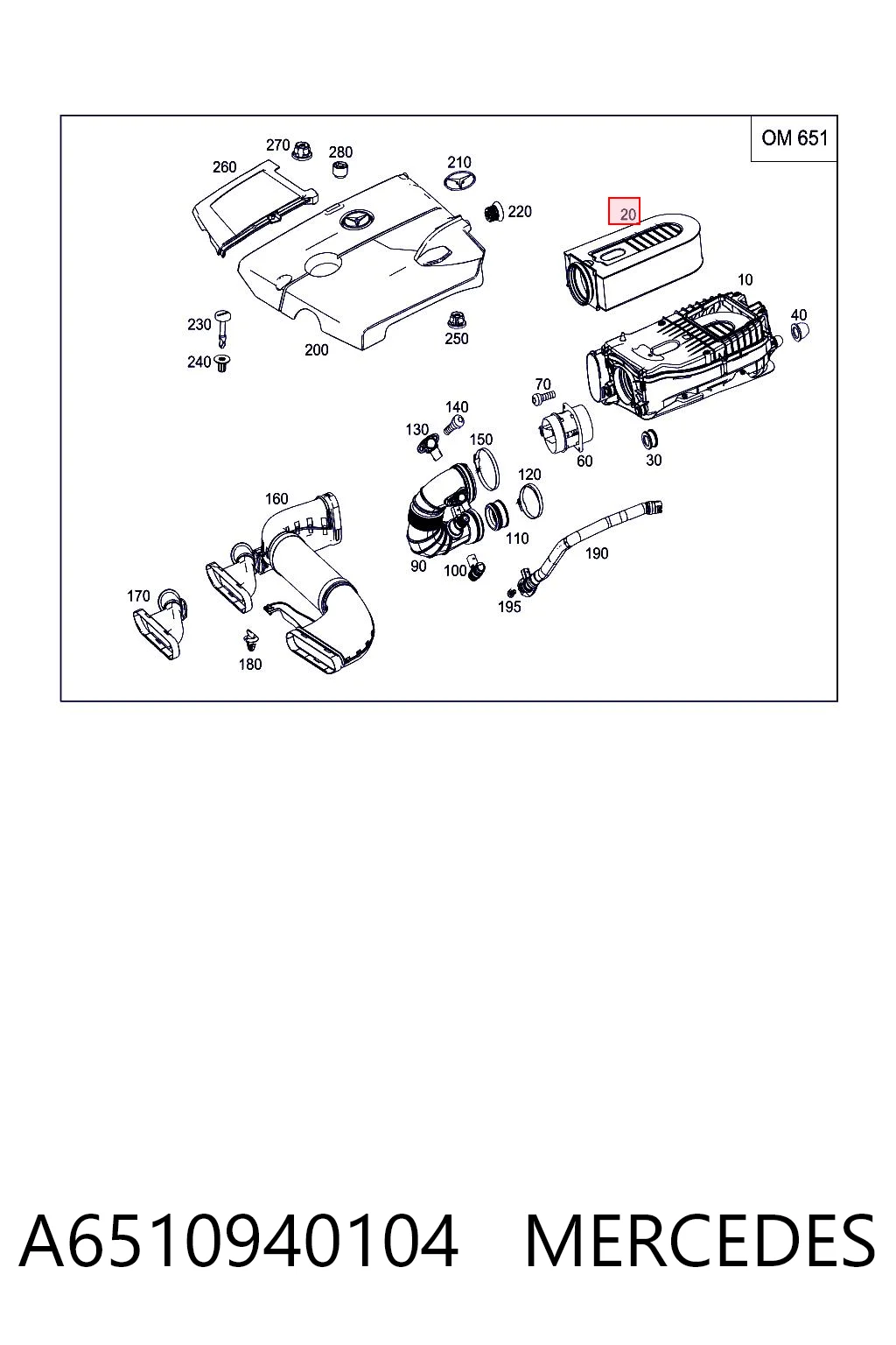 A6510940104 Mercedes Filtro de aire de motor