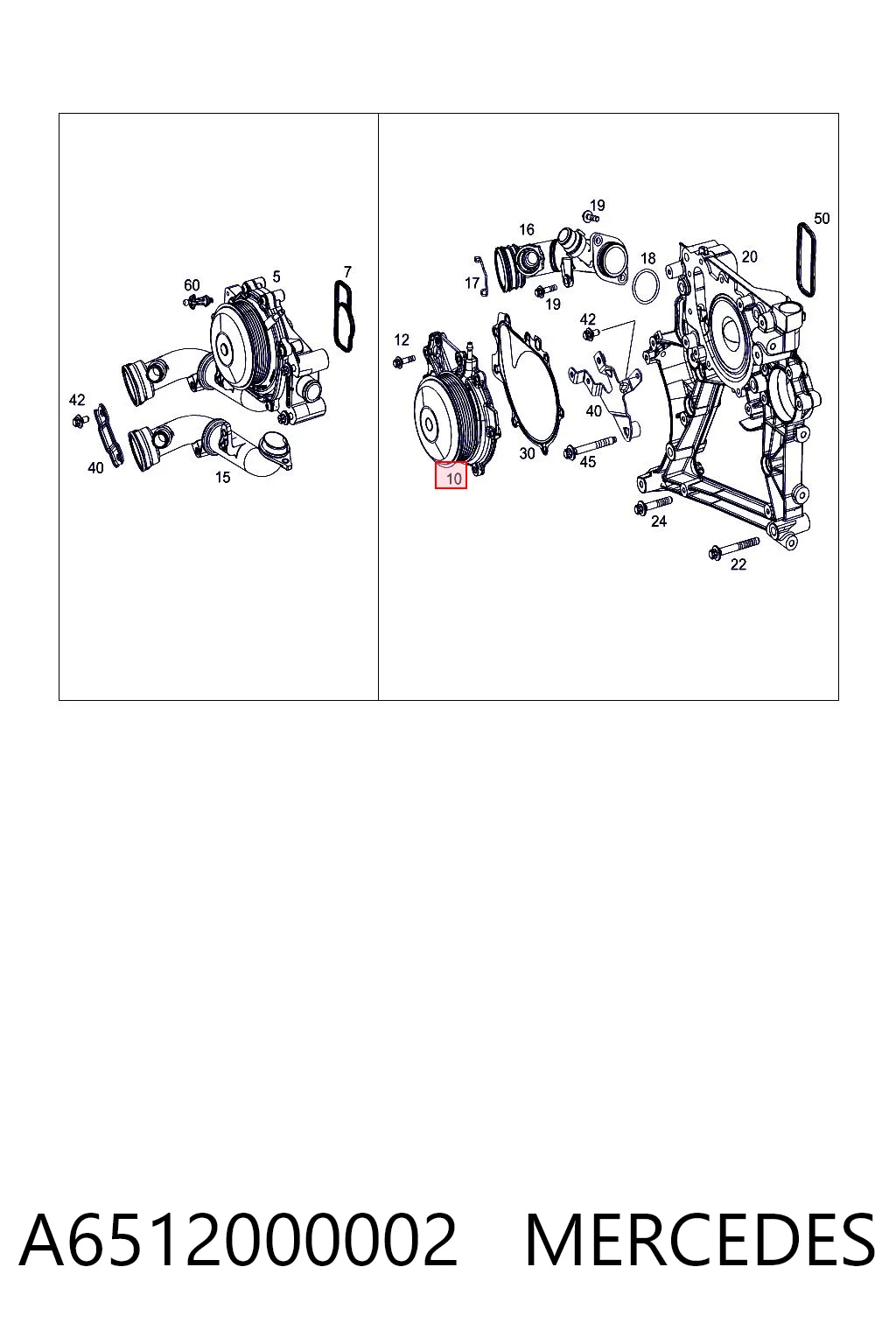 A6512000002 Mercedes Bomba refrigerante coche