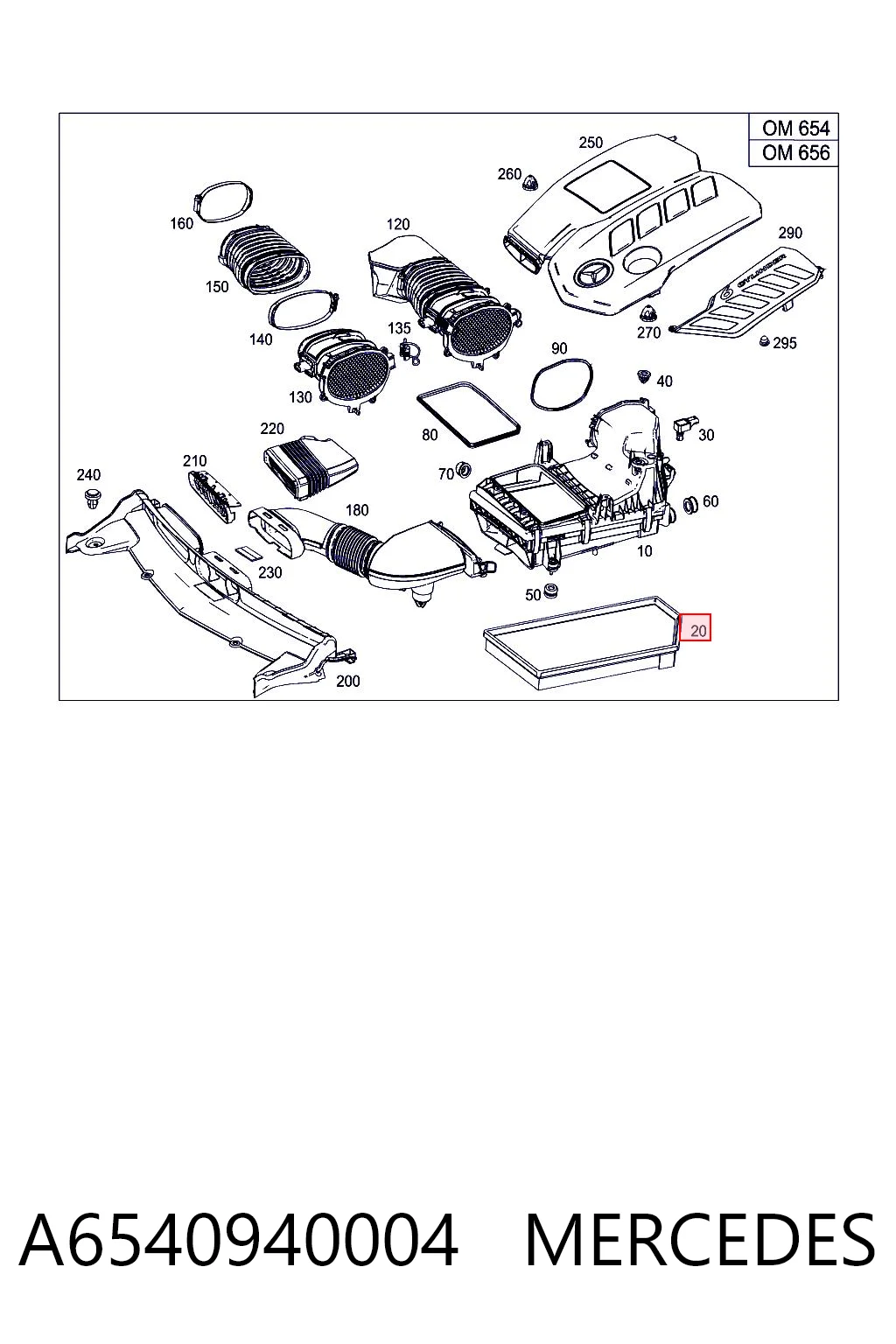 A6540940004 Mercedes Filtro de aire de motor