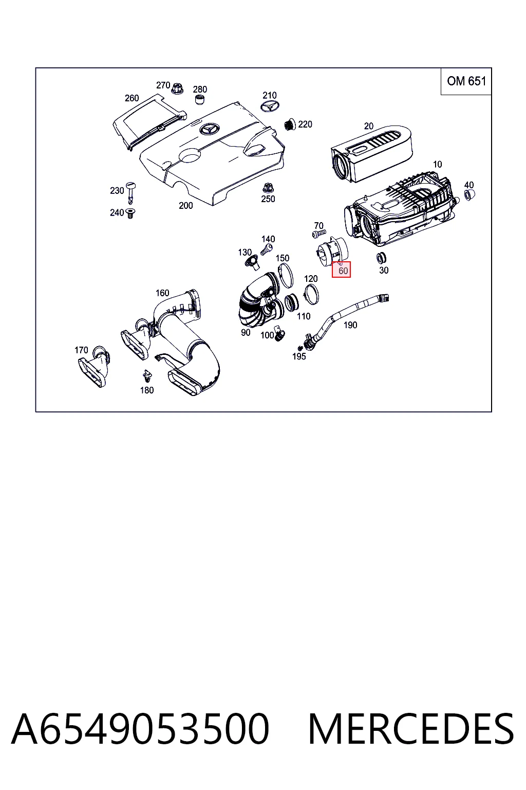 A6549053500 Mercedes Sensor de flujo de aire