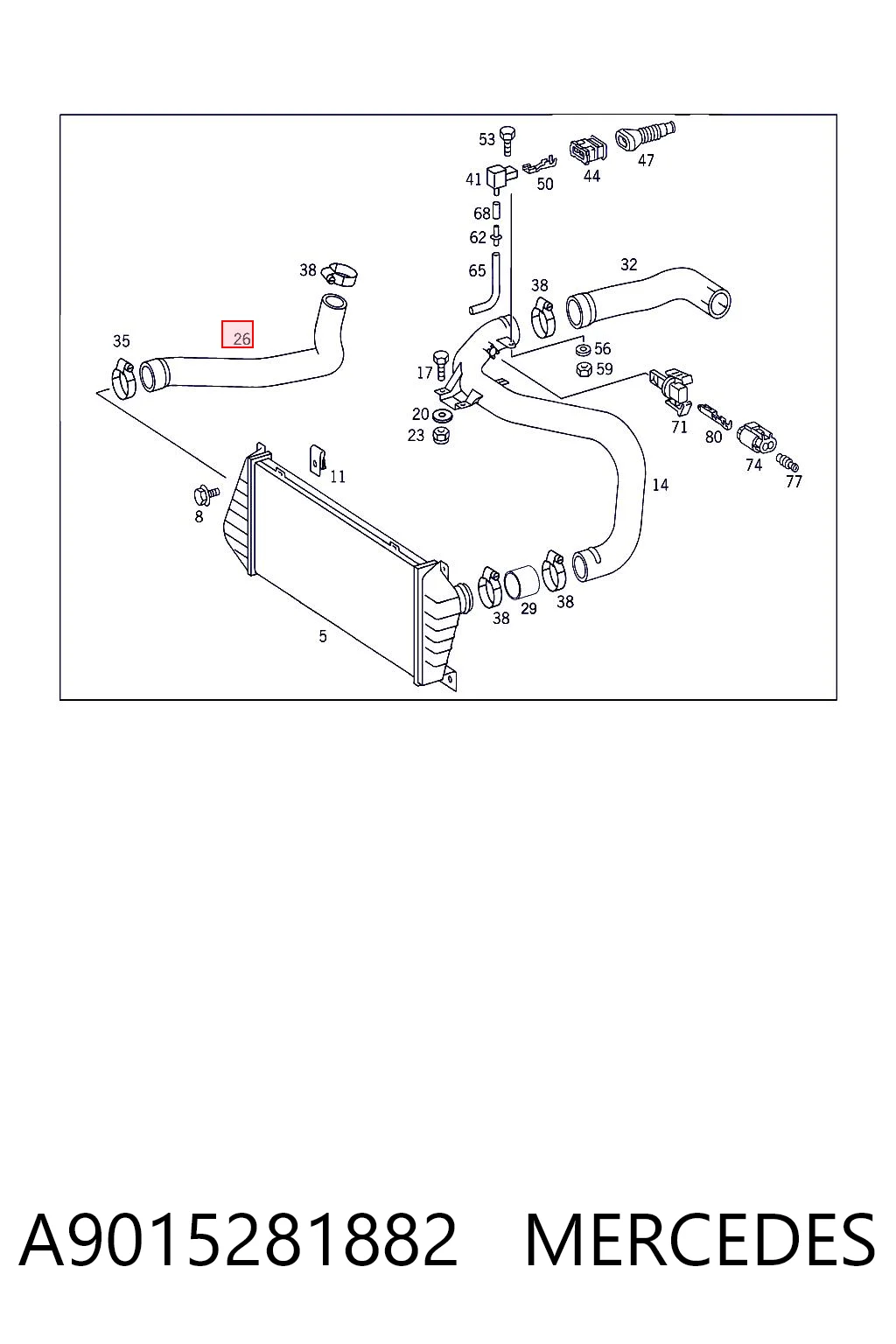 A9015281882 Mercedes Manguera del intercooler