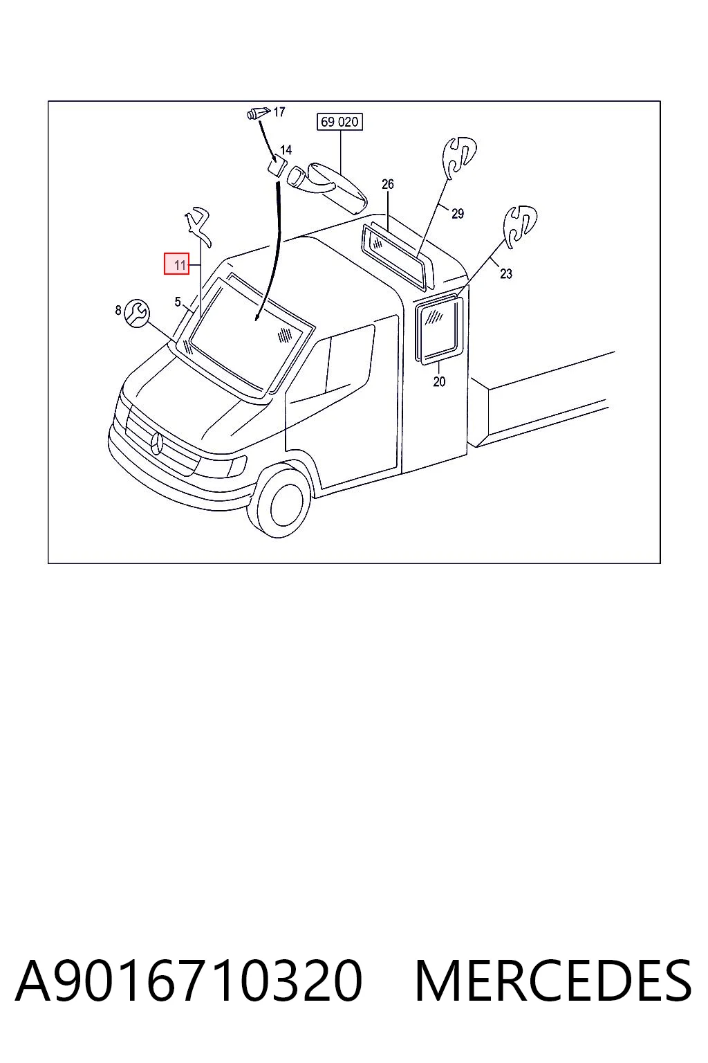 Junta de parabrisas para Mercedes Sprinter 904