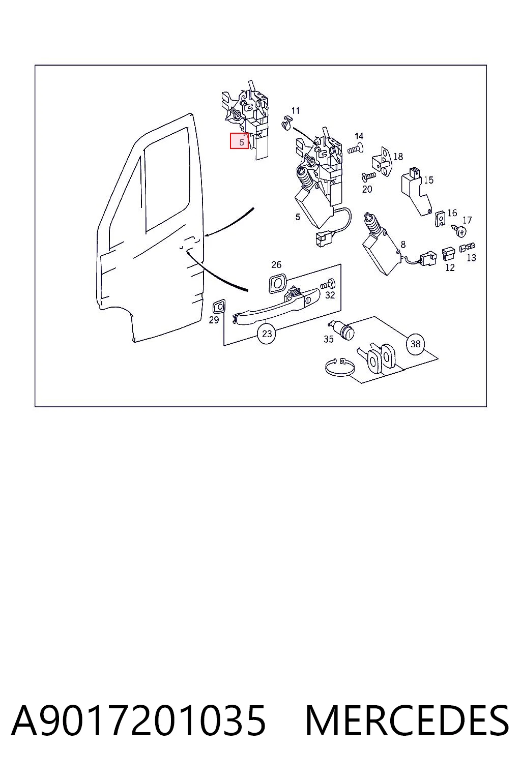 Cerradura de puerta delantera izquierda Mercedes Vito  (638)