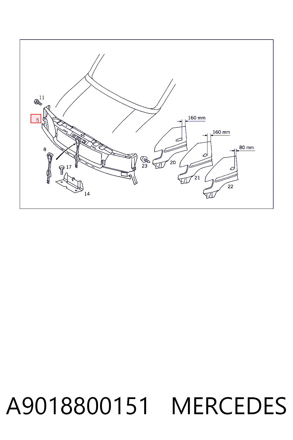 Soporte de radiador  Mercedes Sprinter  (901, 902)