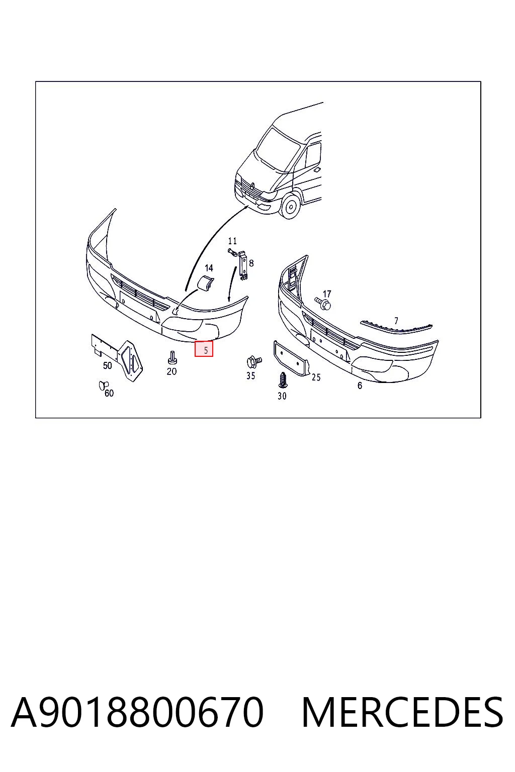 Comprar 9018800670 VAG Defensa delantera