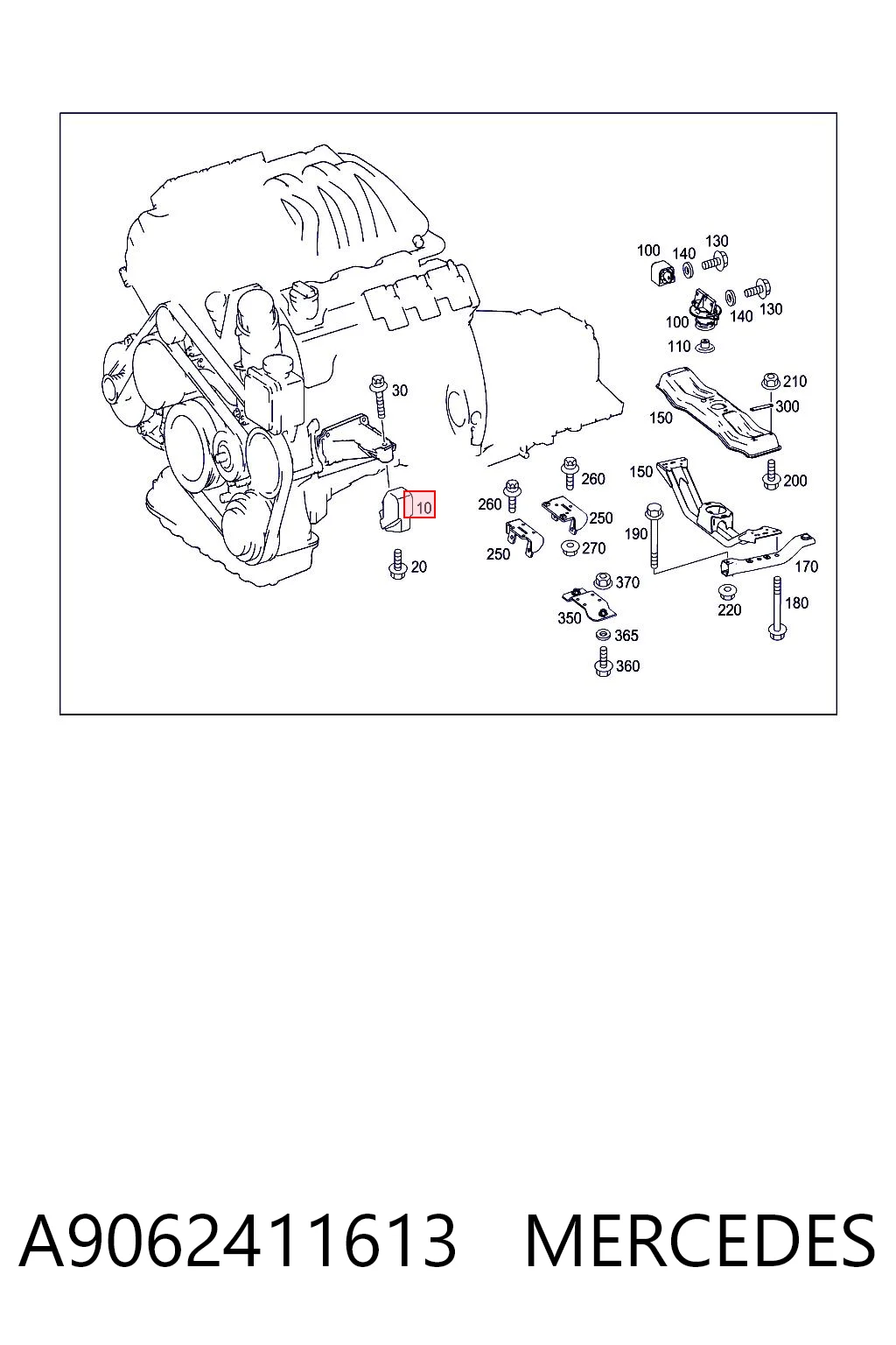 A9062411613 Mercedes Soporte elástico, suspensión del motor, Izquierda / Derecha