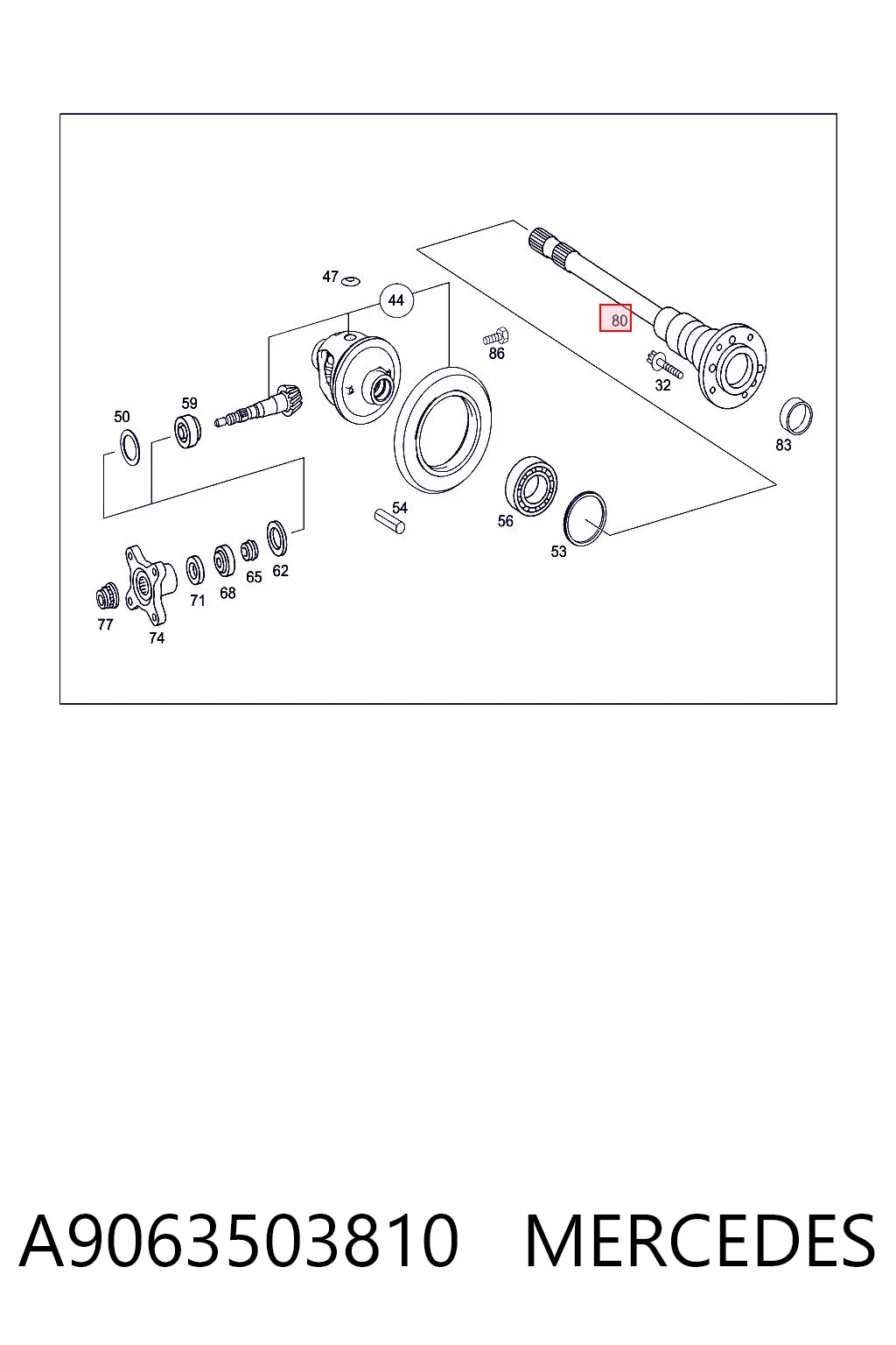A9063503810 Mercedes Palier trasero derecho