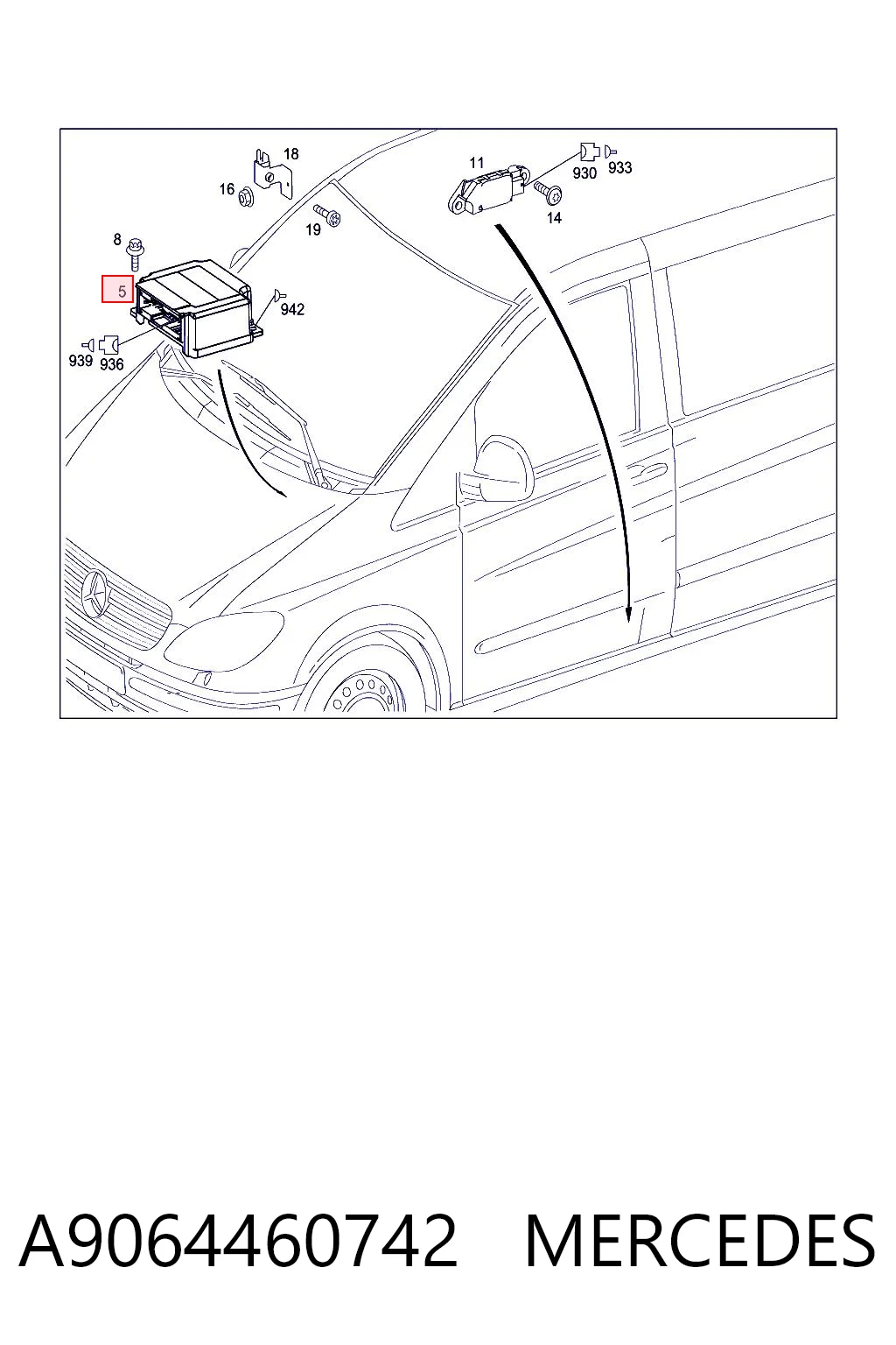 Módulo de control de airbag A9069005701 VAG