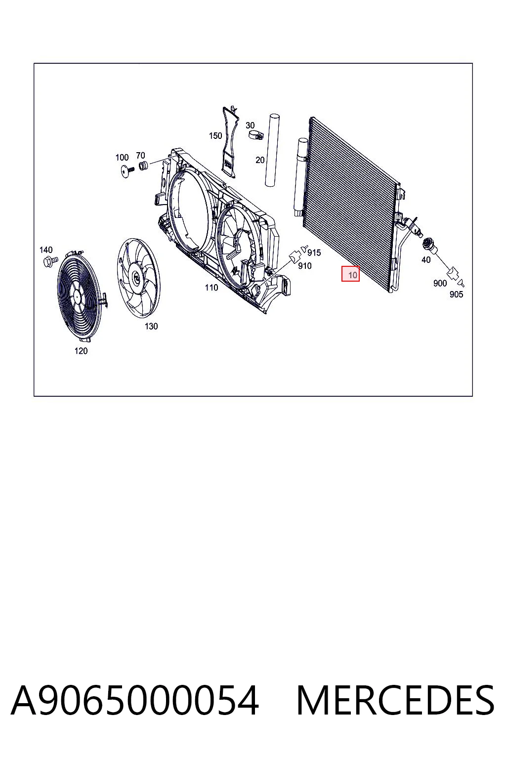 A9065000054 Mercedes Radiador de aire acondicionado