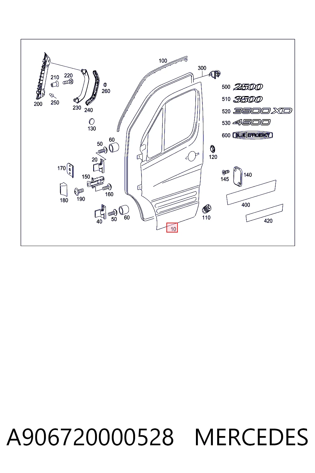 Puerta de coche, delantera, izquierda Mercedes Sprinter II 3,5-t furgoneta (906) (2006 - 2020) precio, desde 288,95 EUR