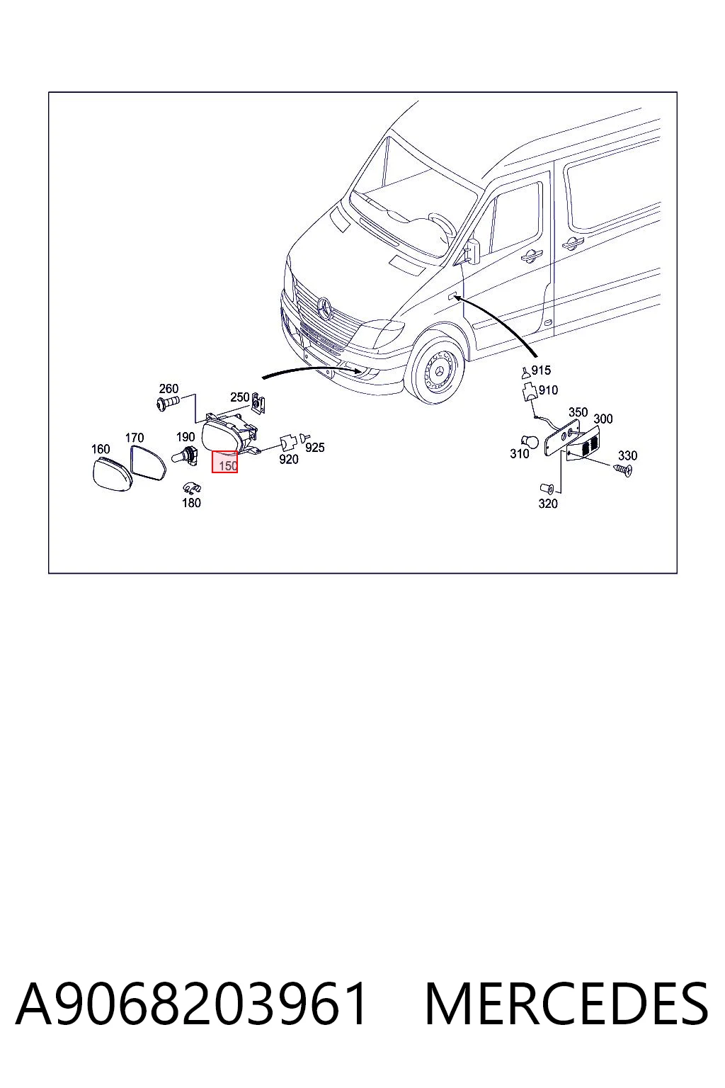 A9068203961 Mercedes Faro antiniebla derecho
