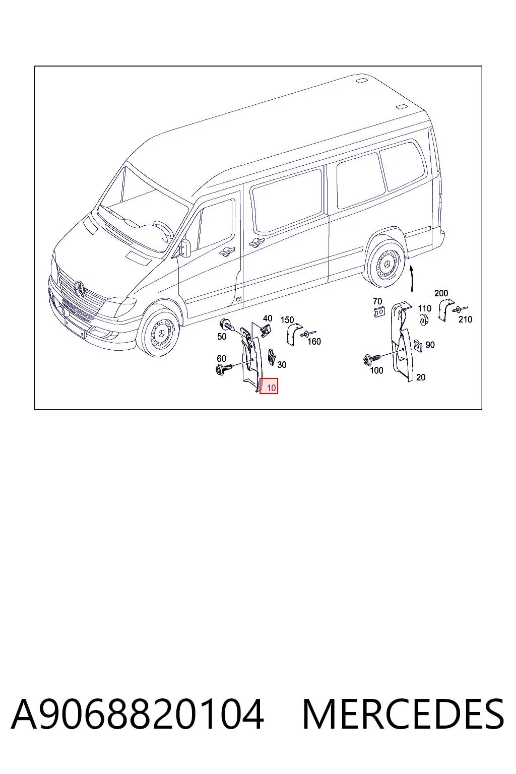 A9068820104 Mercedes Guardabarros delantero derecho