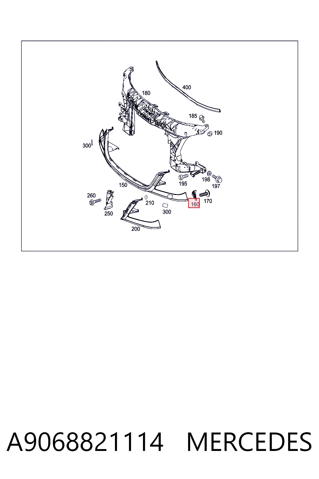 A9068821114 Mercedes Soporte de moldura inferior de faro derecho