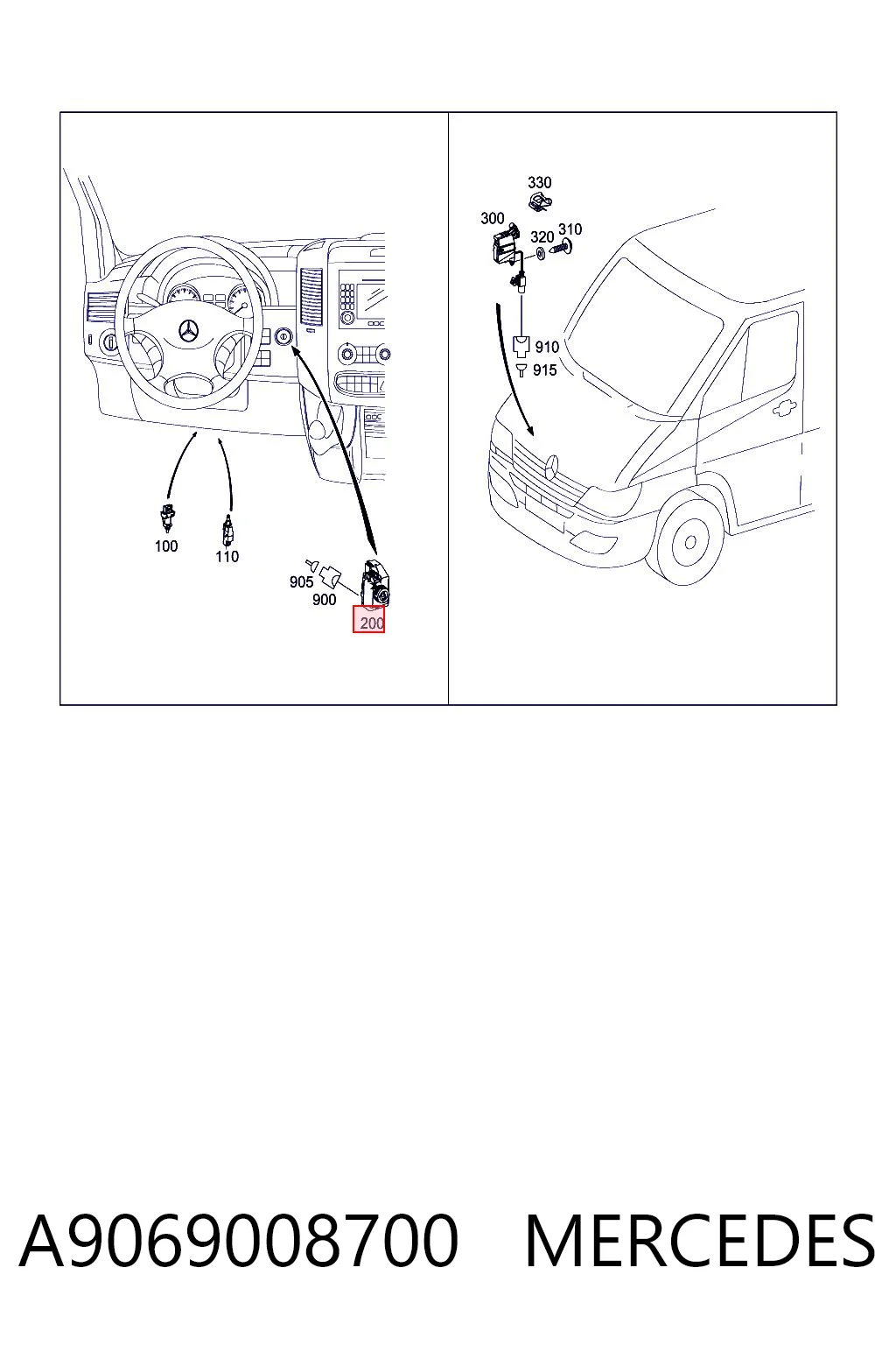 Interruptor de encendido para Mercedes Sprinter II 3,5-t 906