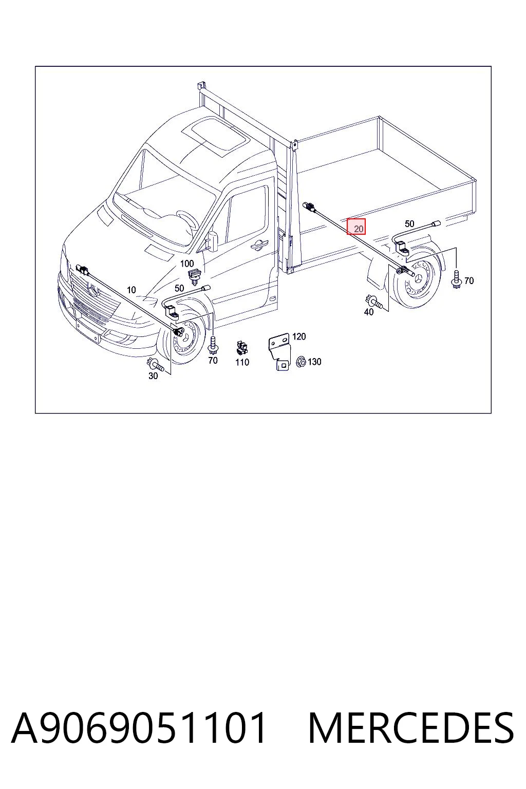 A9069051101 Mercedes Sensor ABS, rueda trasera derecha