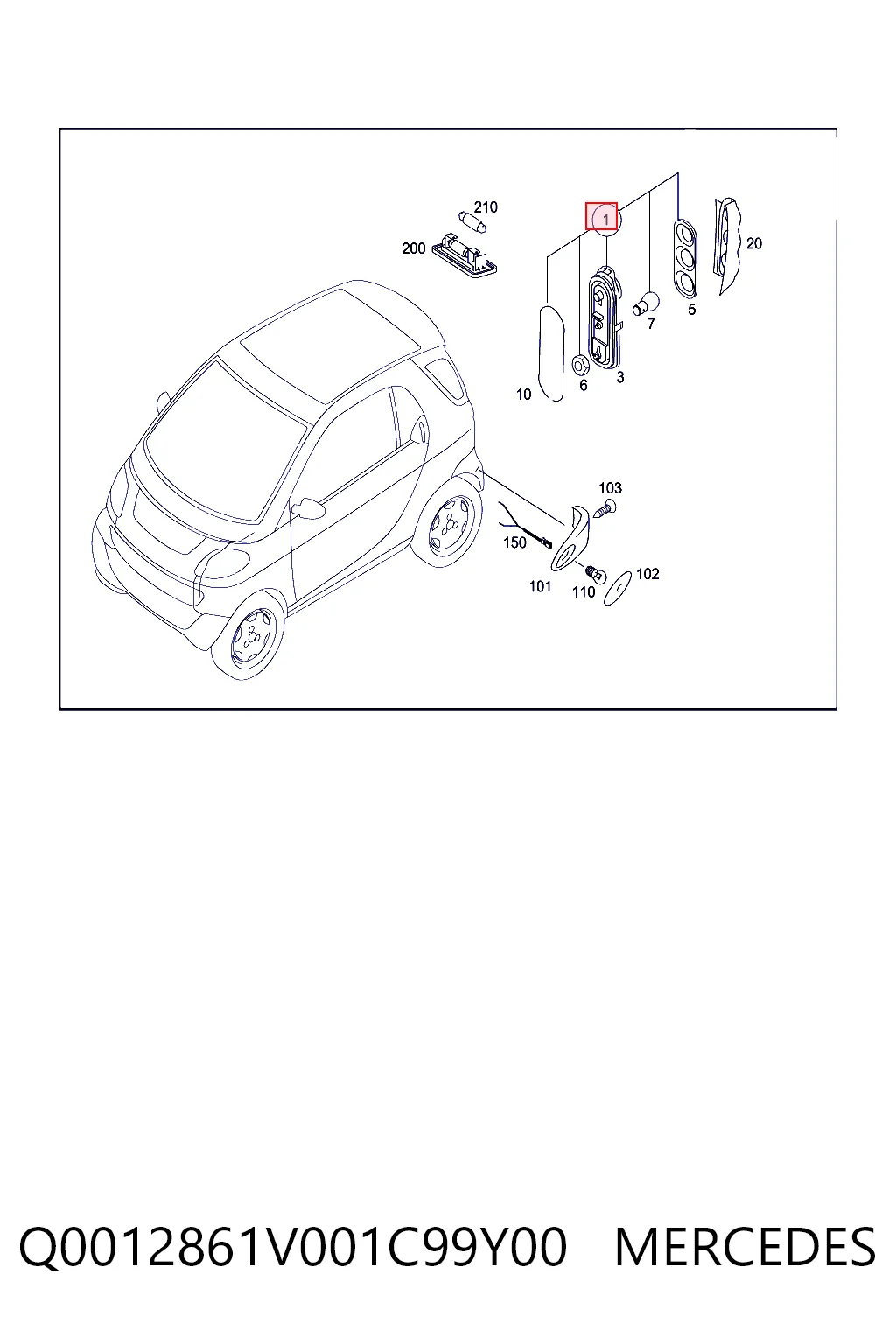  Piloto trasero derecho Smart FORTWO 