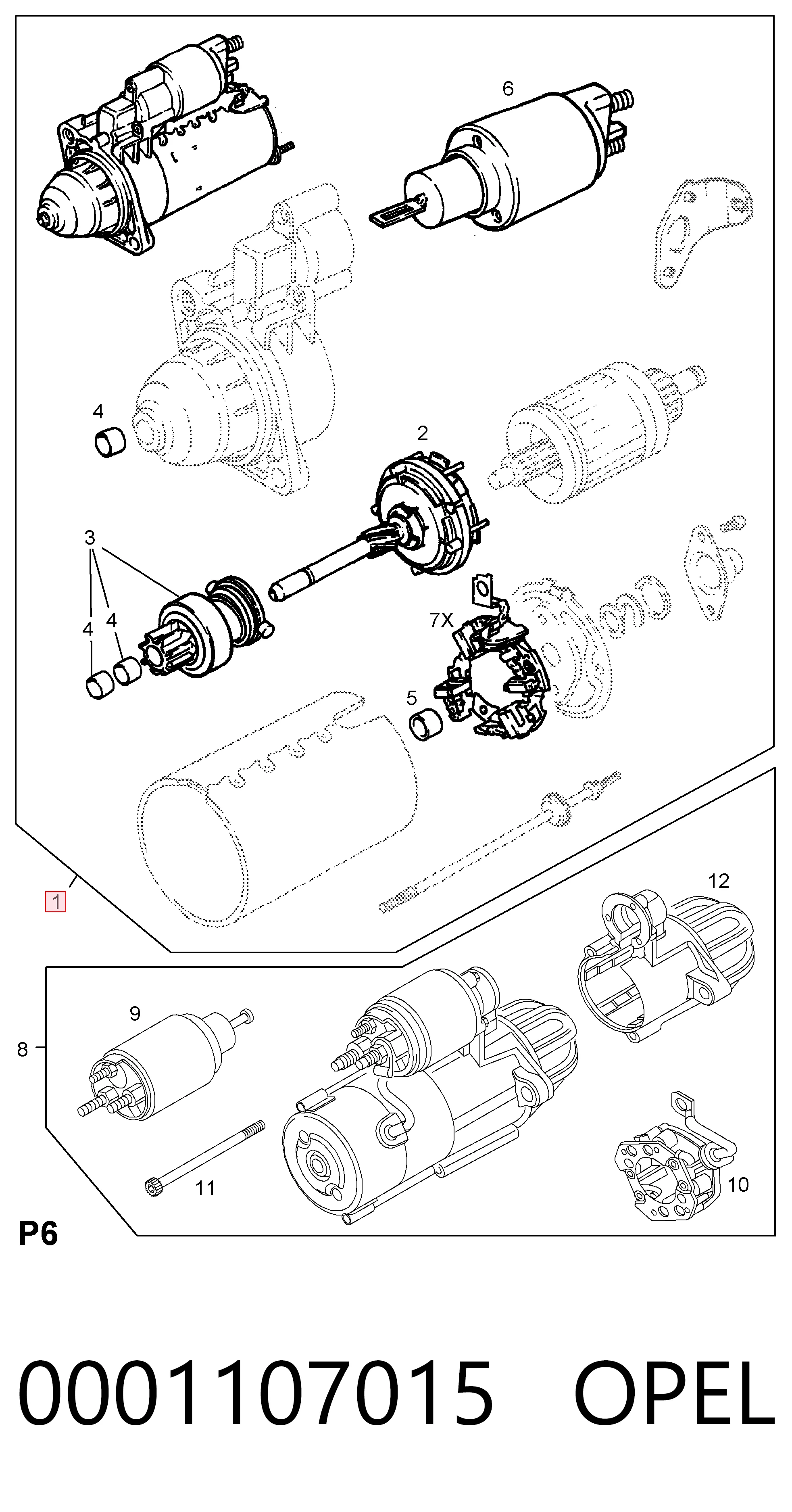 0001107015 Opel Arranque motores