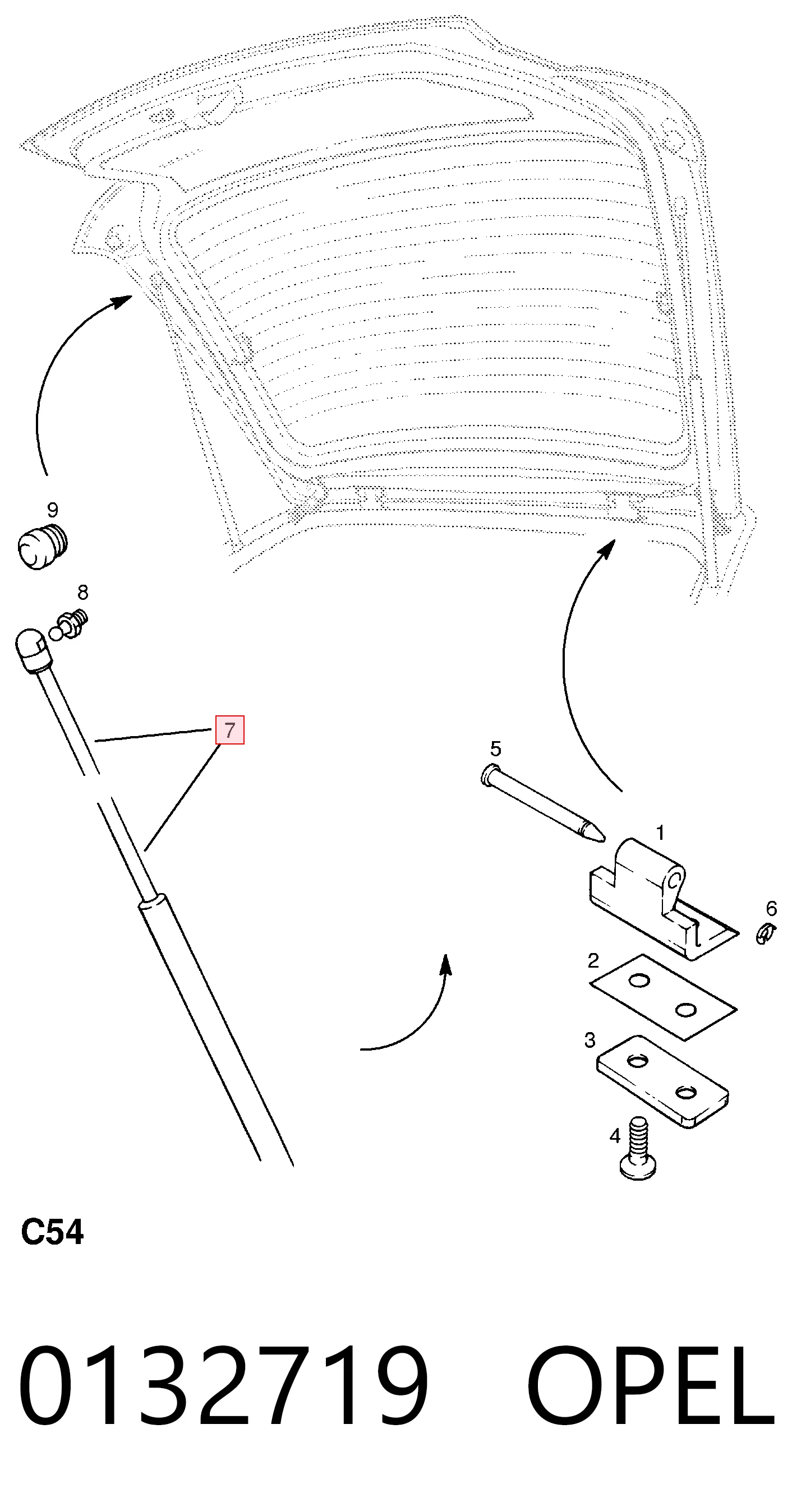 Muelle neumatico maletero para Opel Astra  (55, F70)