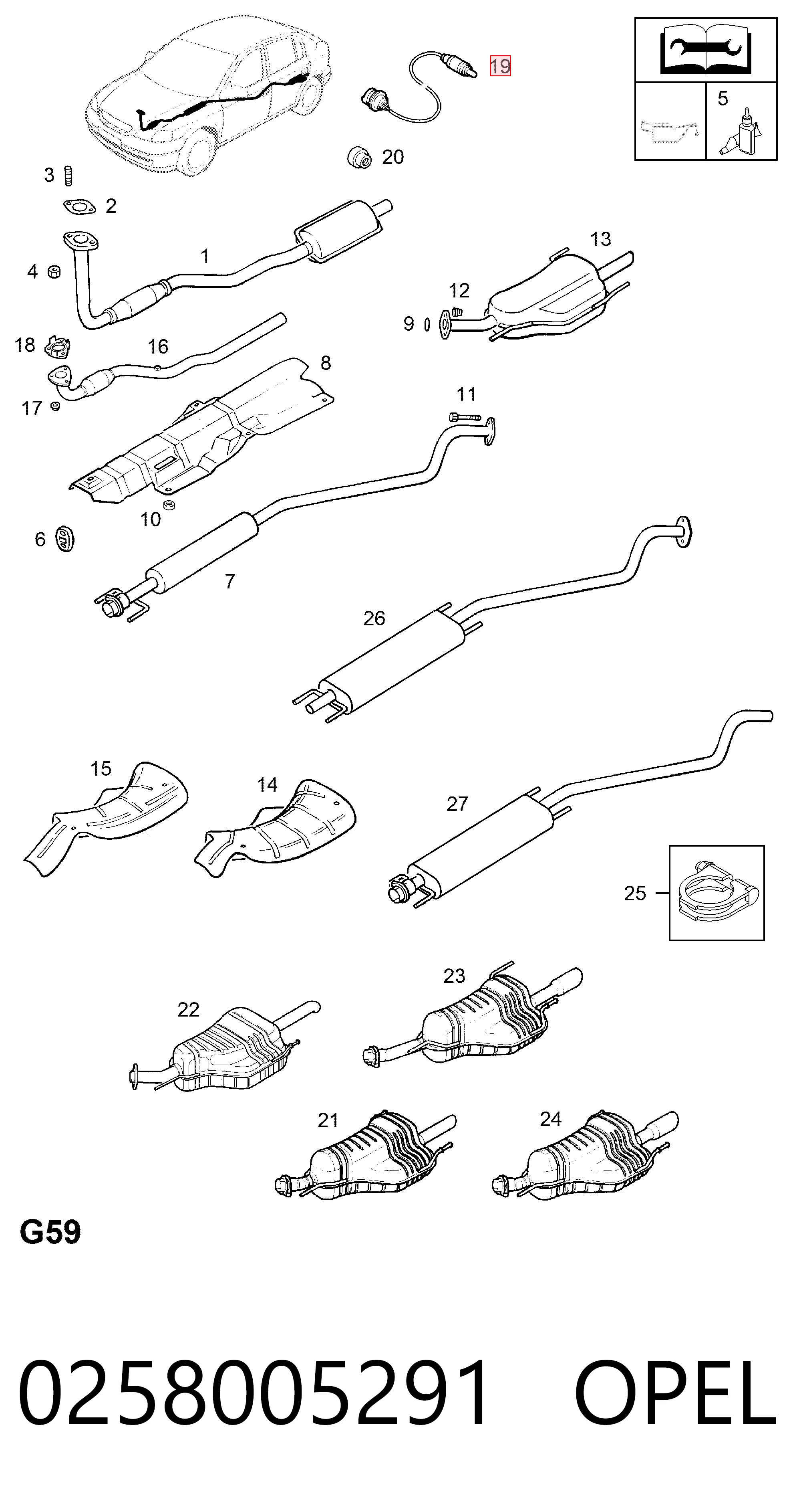 Sensor de oxígeno previo al catalizador Opel 0258005291 precio, desde 64,83 EUR