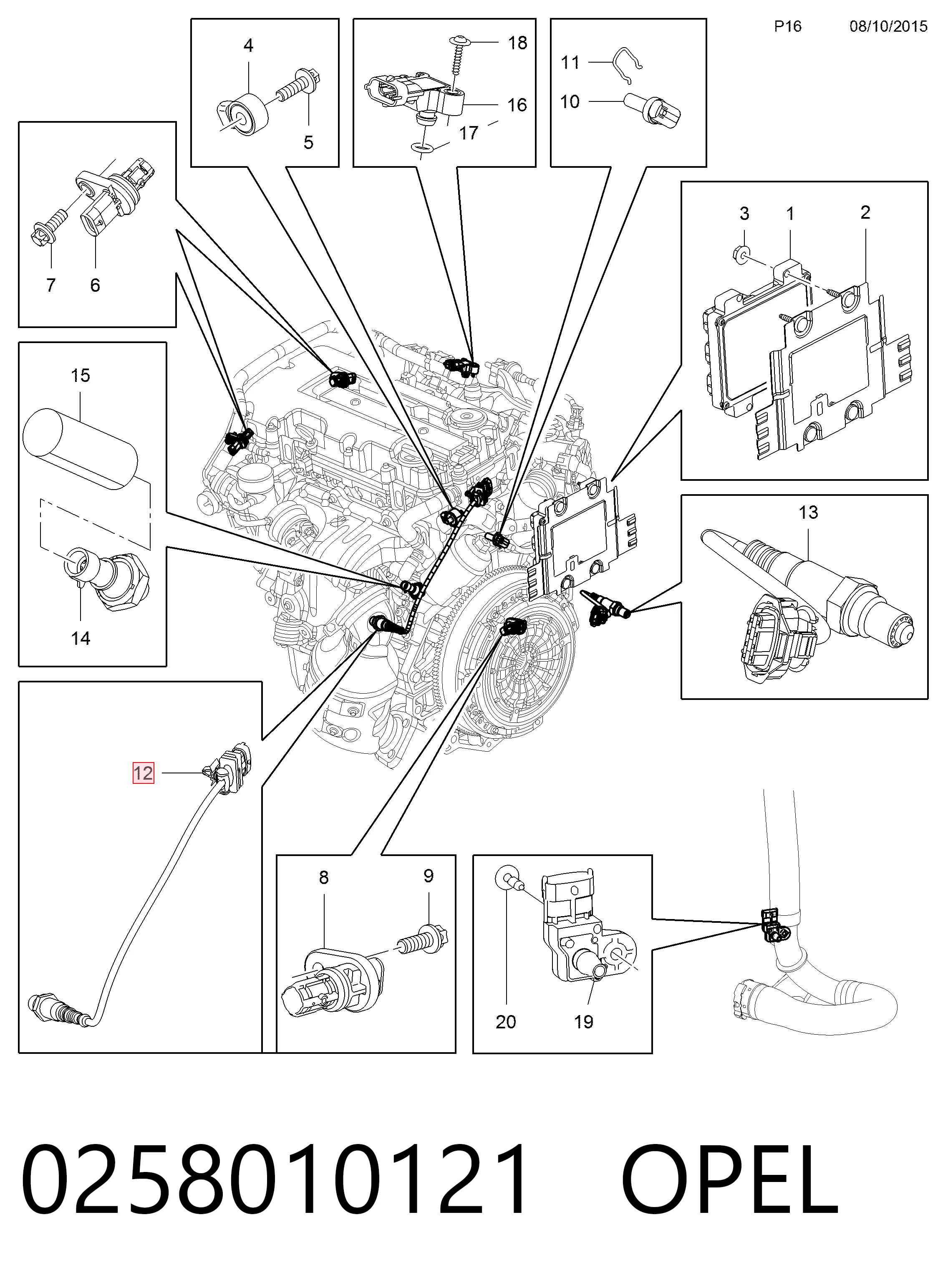 0258010121 Opel Sonda lambda (NOx, O2)