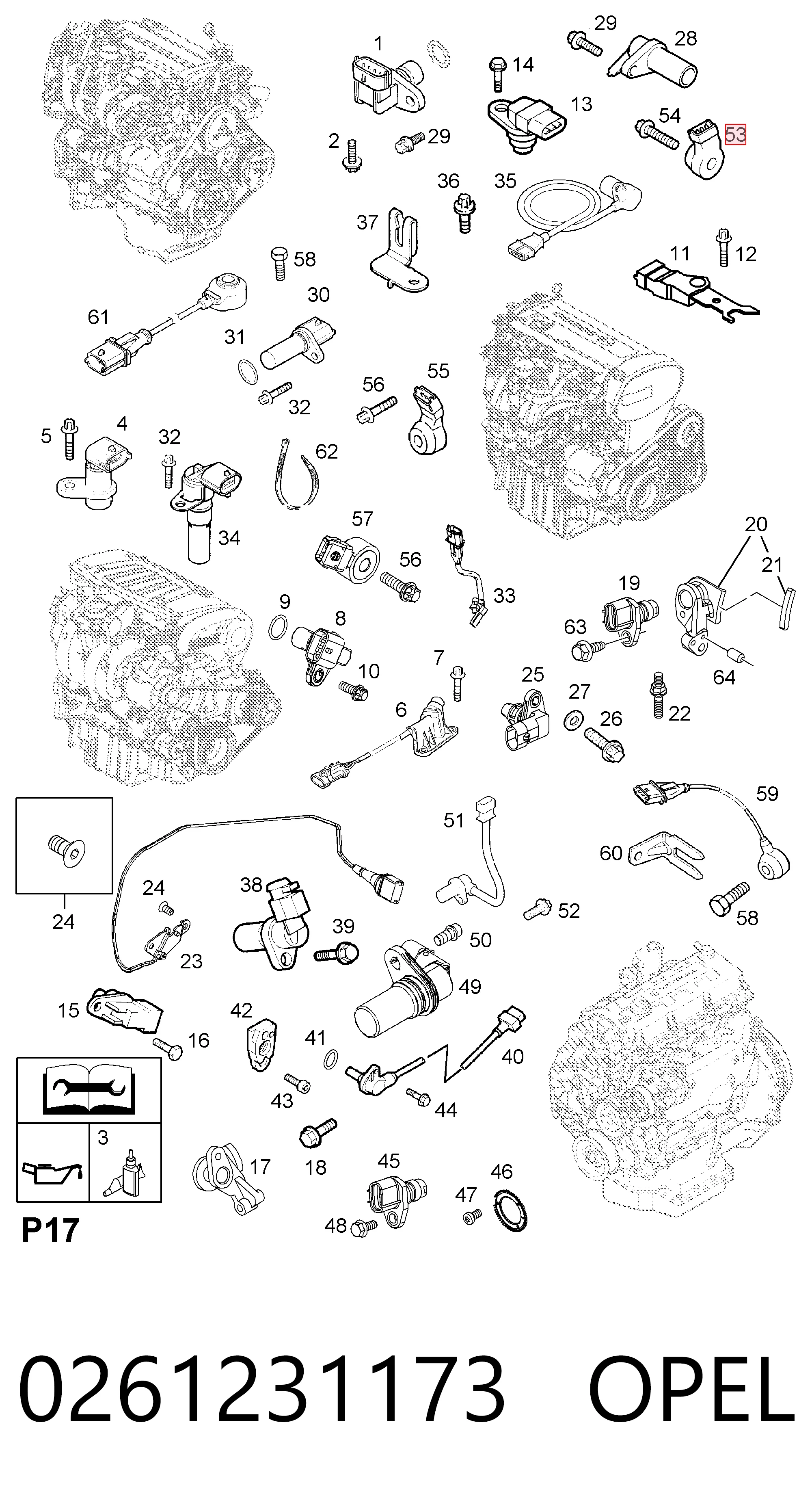0261231173 Opel Sensor de detonación