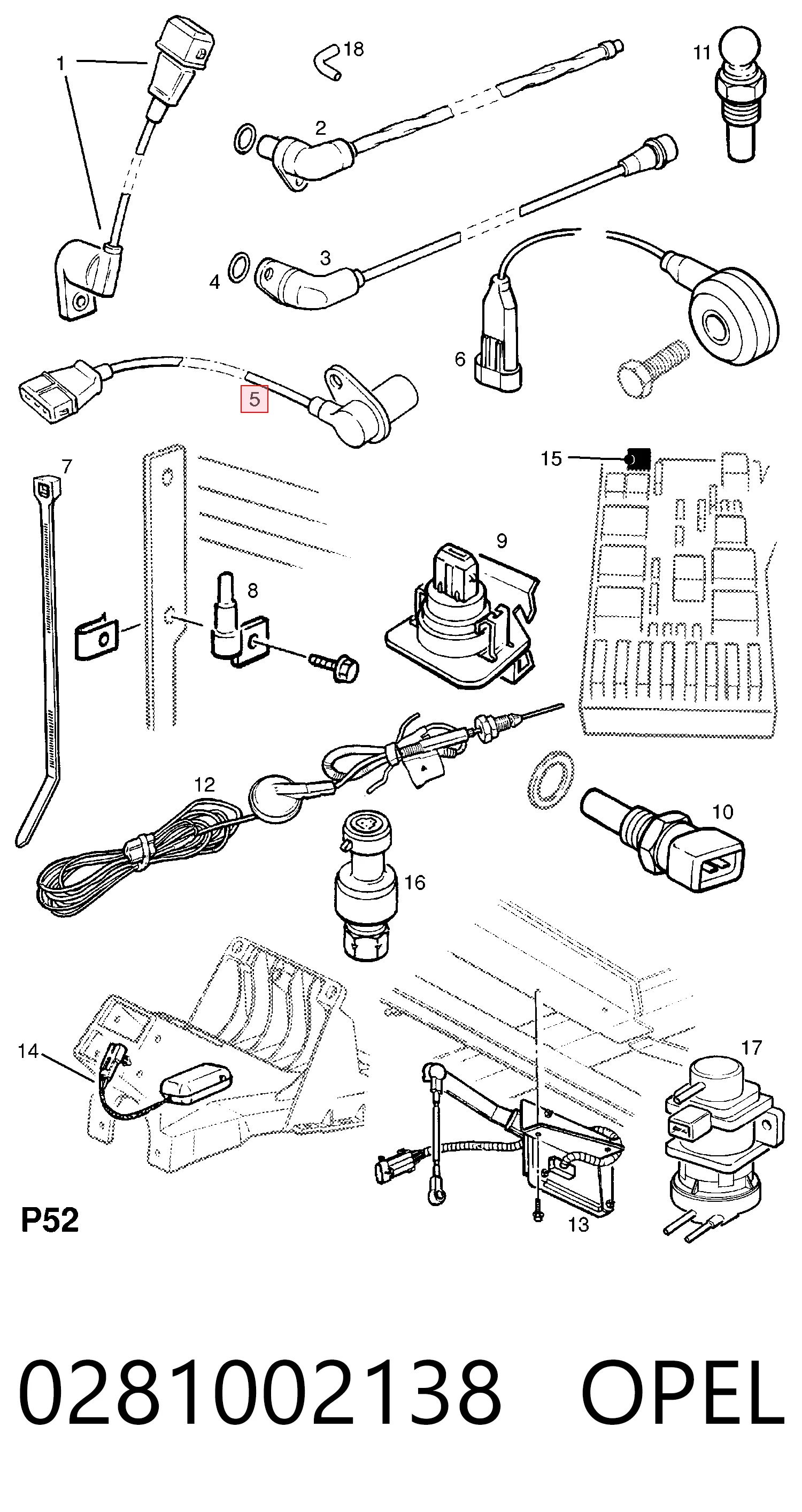 0281002138 Opel Sensor de posición del cigüeñal