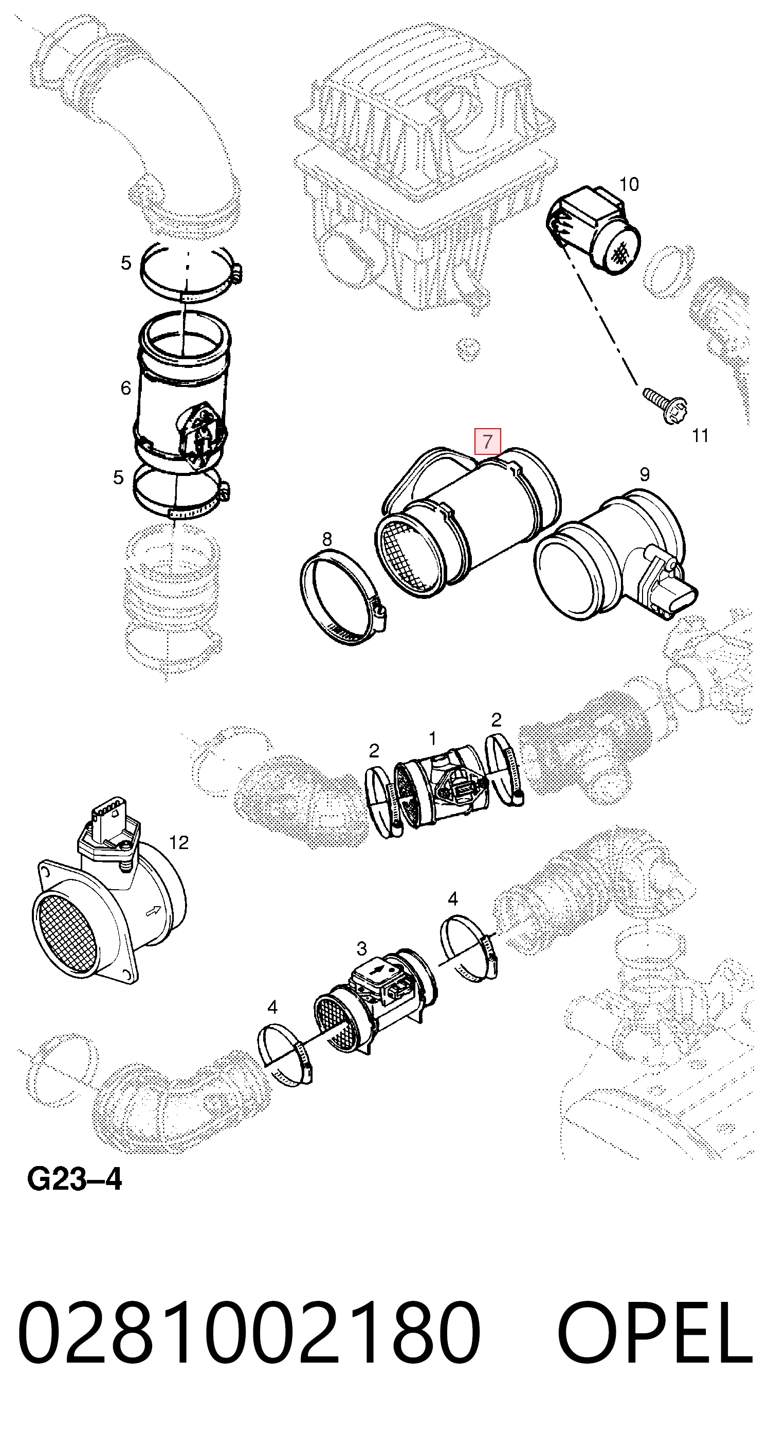 0281002180 Opel Sensor de flujo de aire
