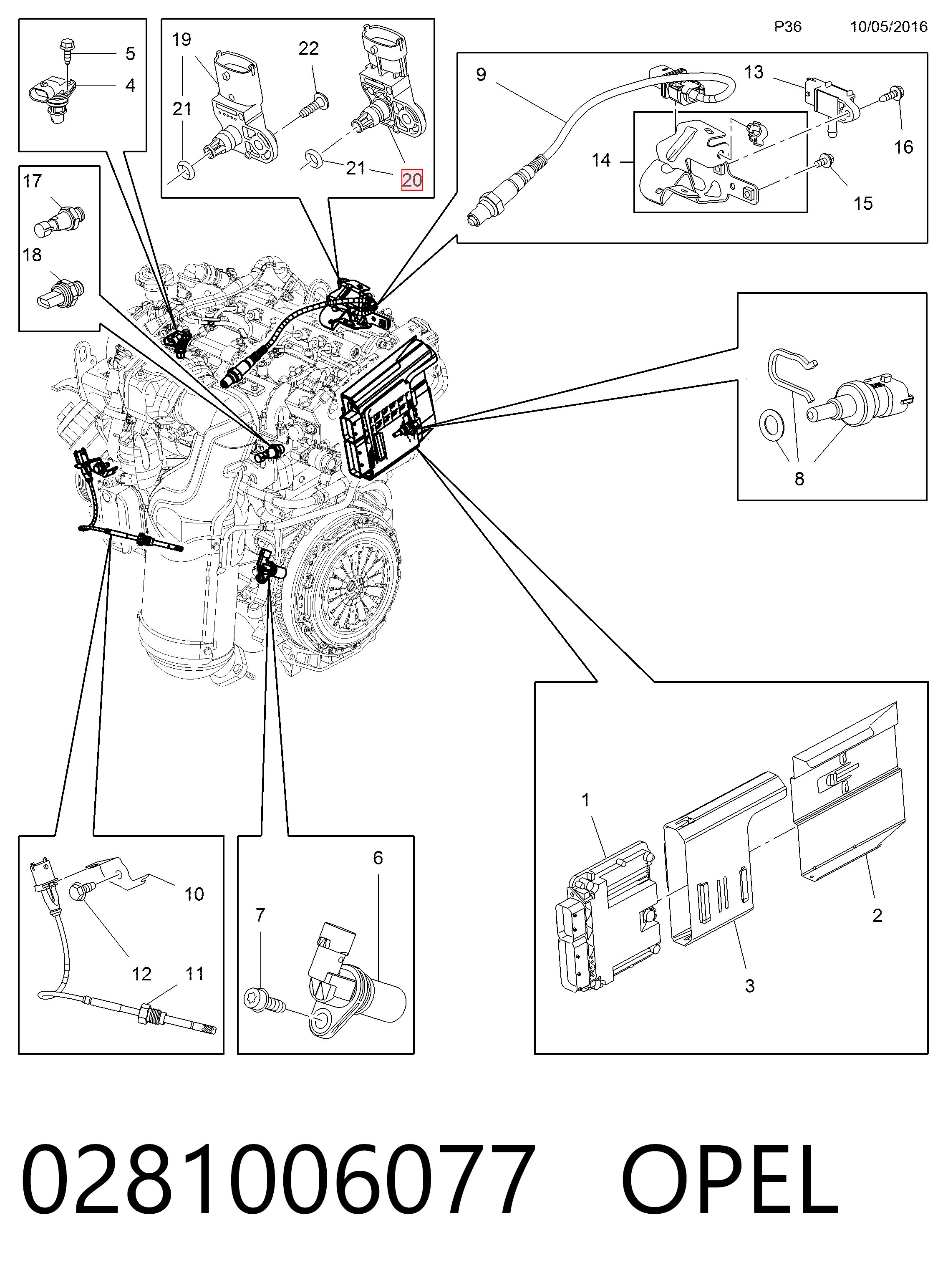 0281006077 Opel Sensor De Presion Del Colector De Admision