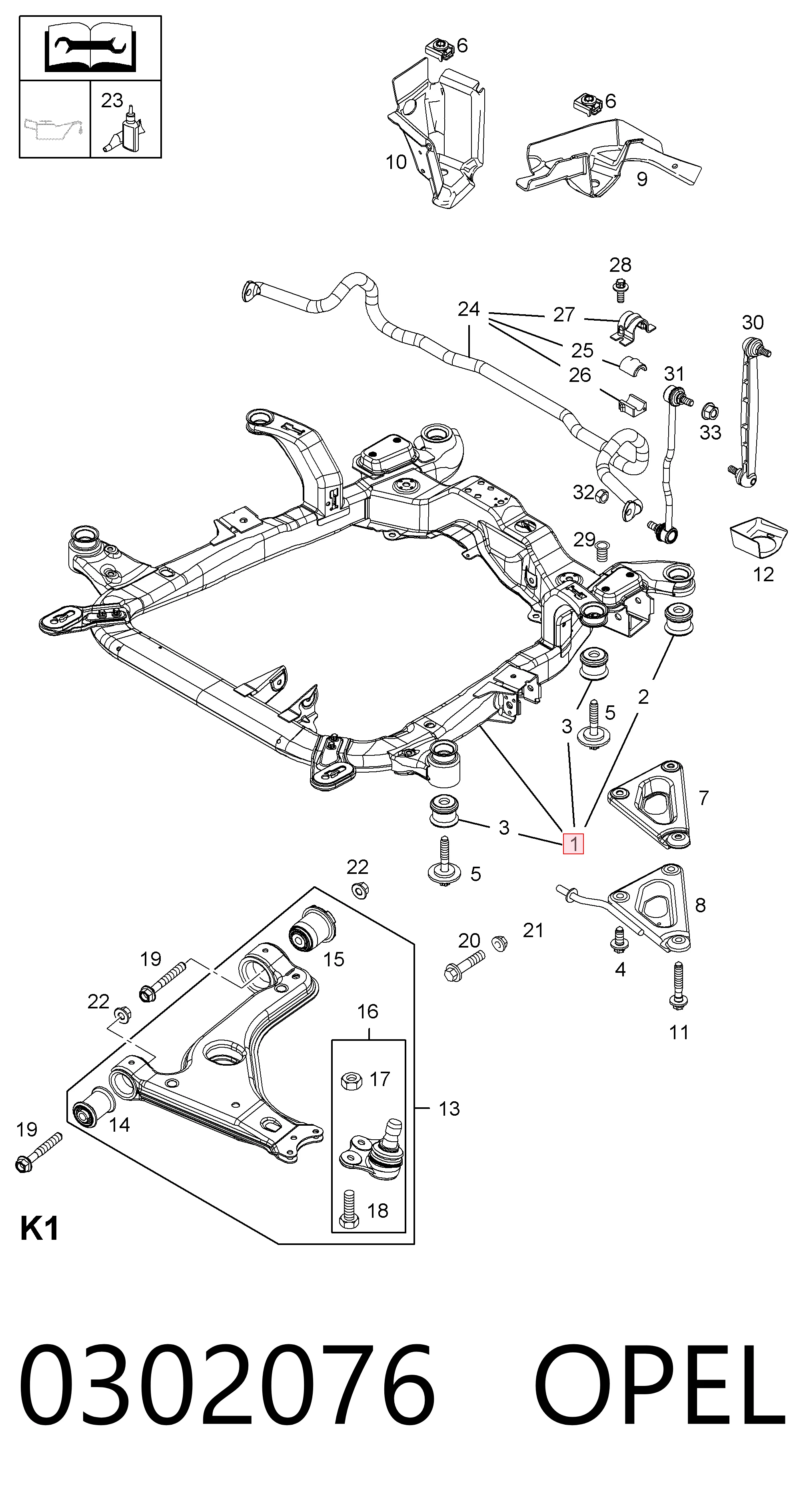 Comprar Subchasis delantero soporte motor Opel Astra  L35 a bajo precio