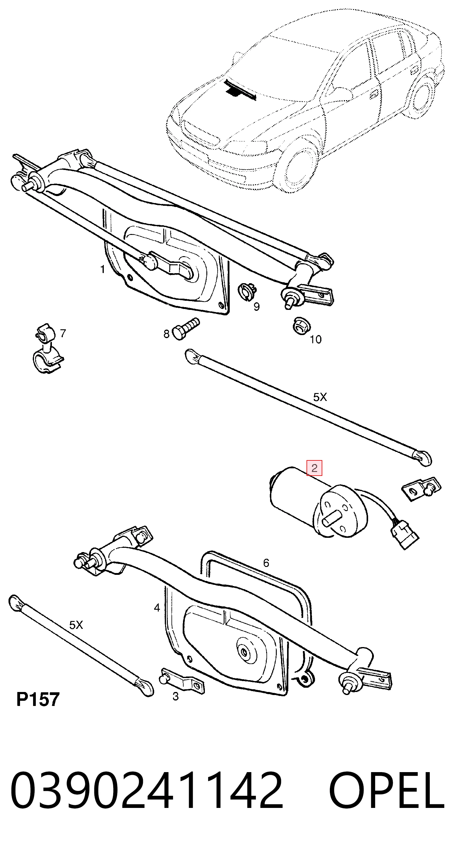 0390241142 Opel Motor del limpiaparabrisas