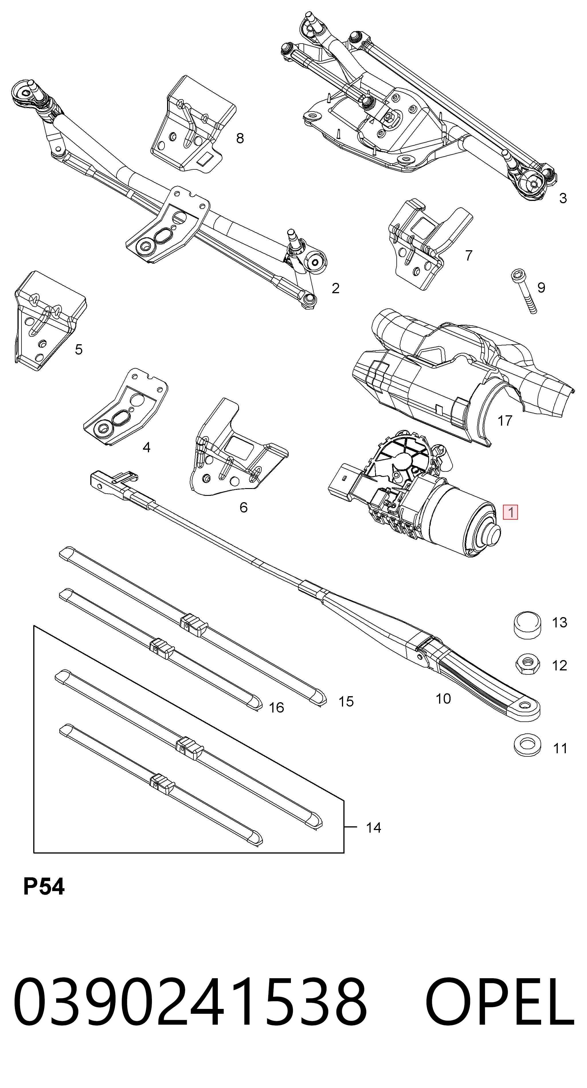 0390241538 Opel Motor del limpiaparabrisas