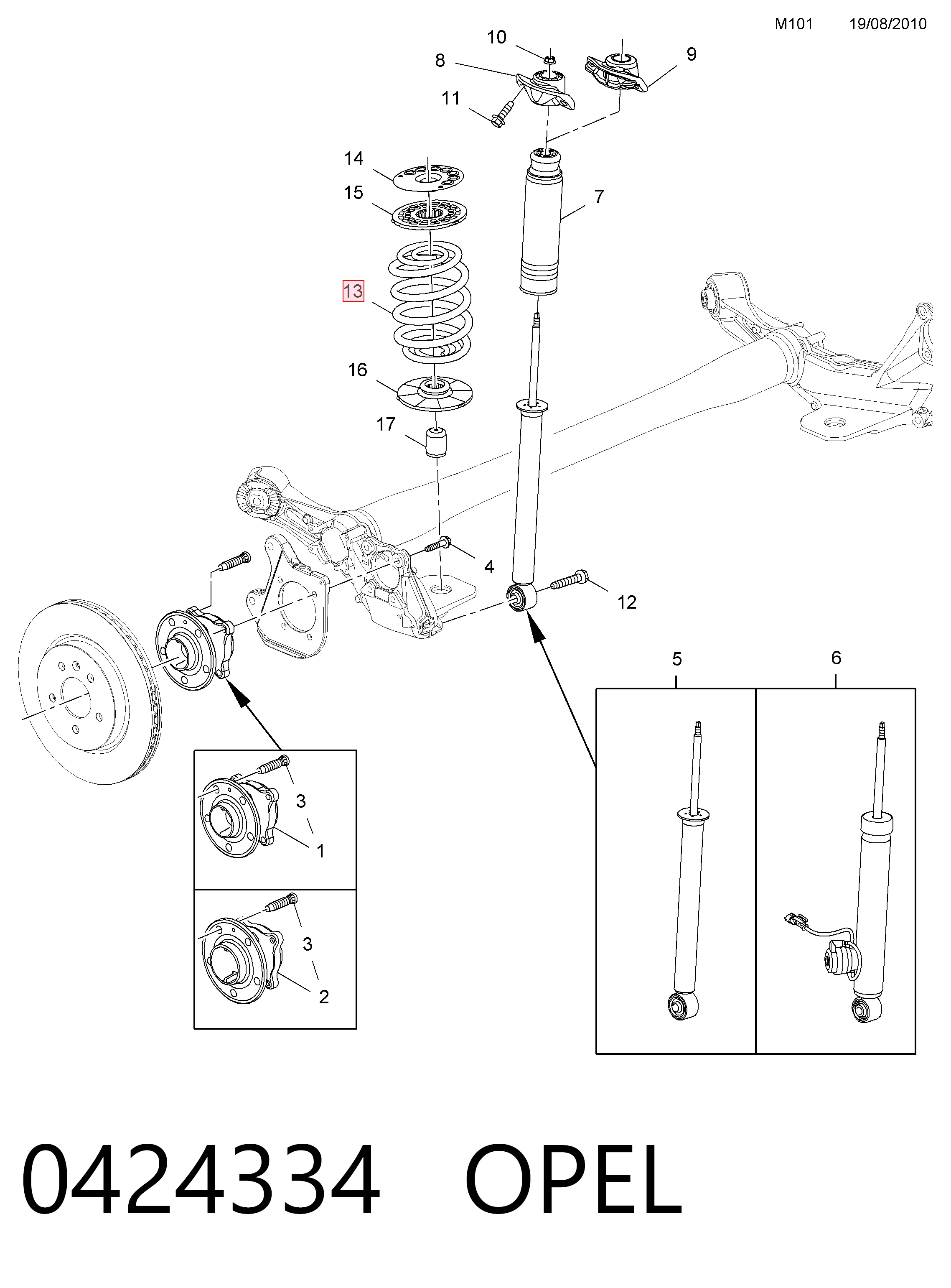 Muelle trasero 0424334 OPEL