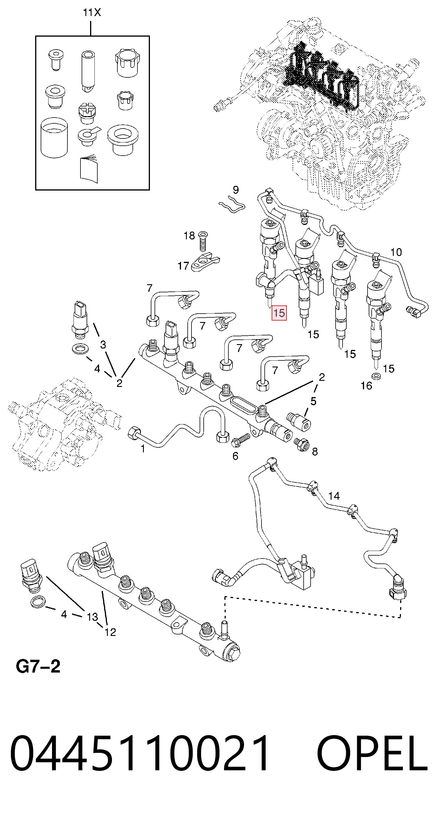 0445110021 Opel Inyector de combustible