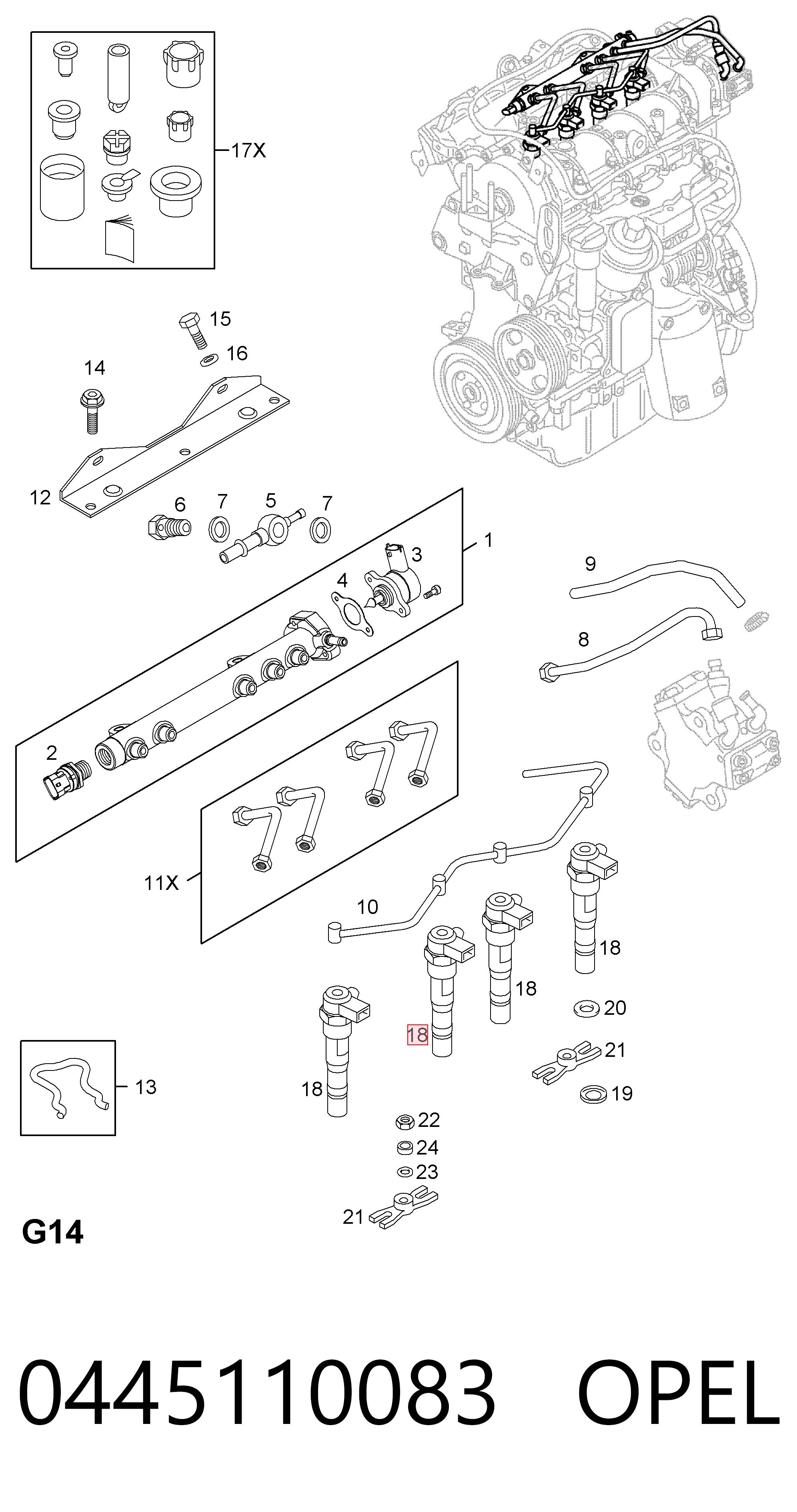 0445110083 Opel Inyector de combustible
