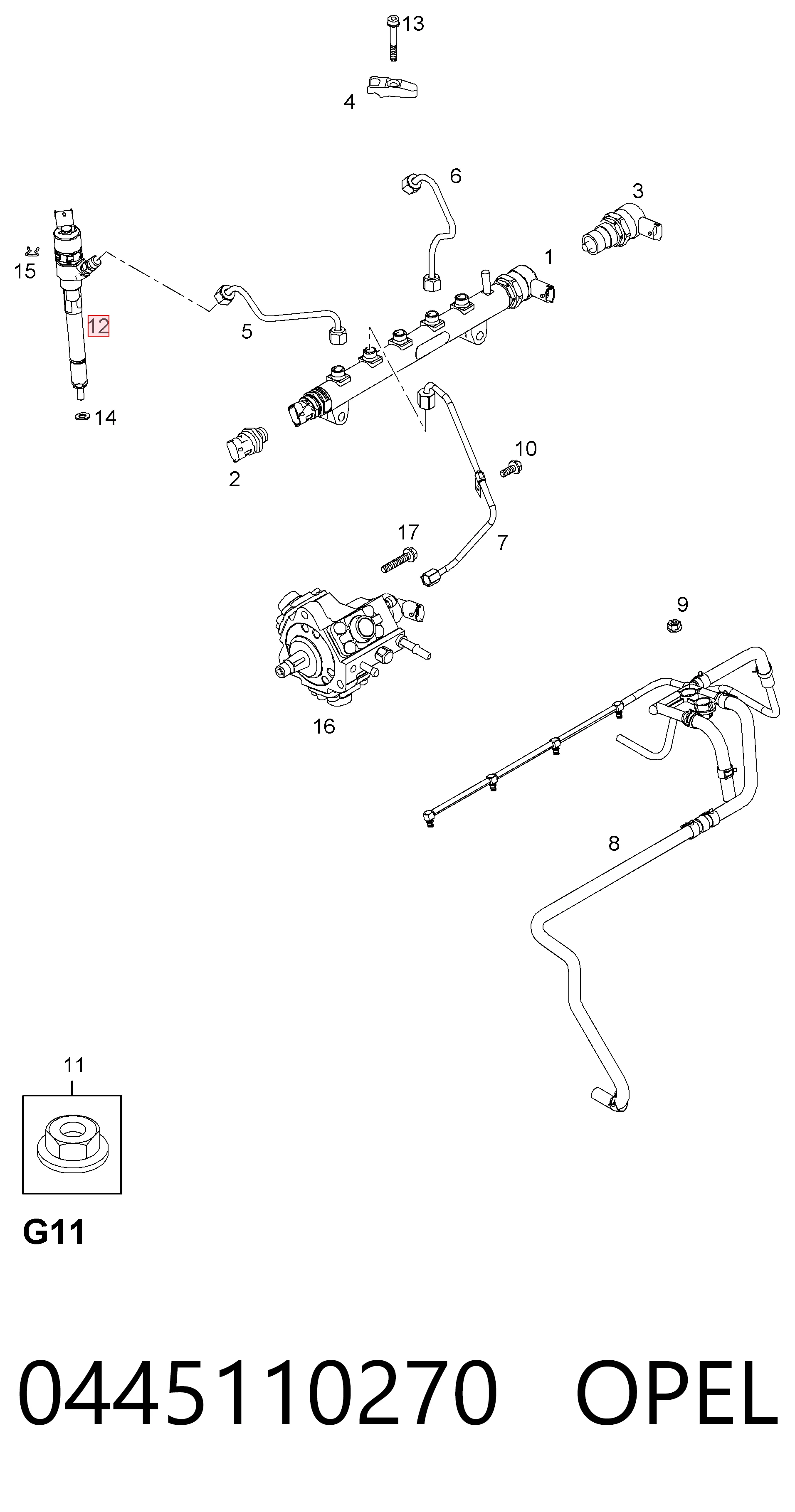 0445110270 Opel Inyector de combustible