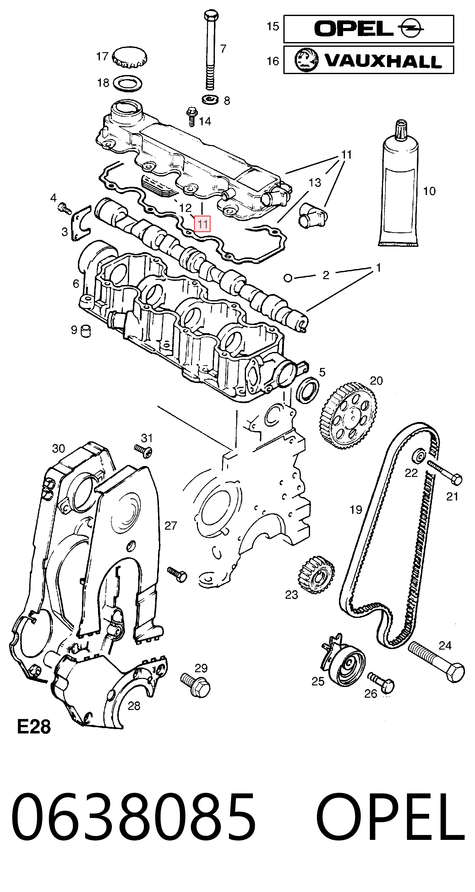 638085 General Motors Tapa de culata