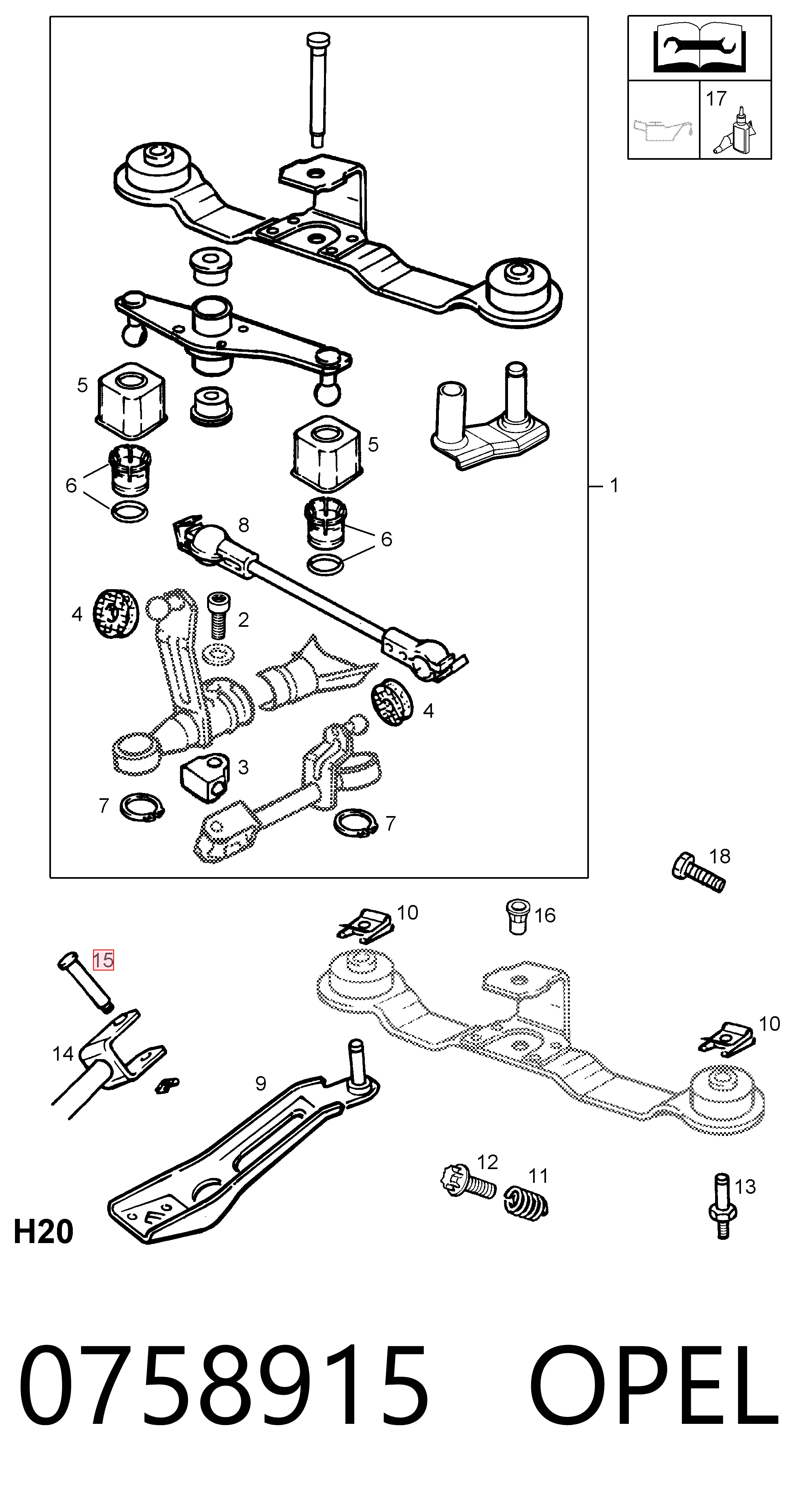 90523189 VAG Soporte de la palanca selectora de la caja de cambios