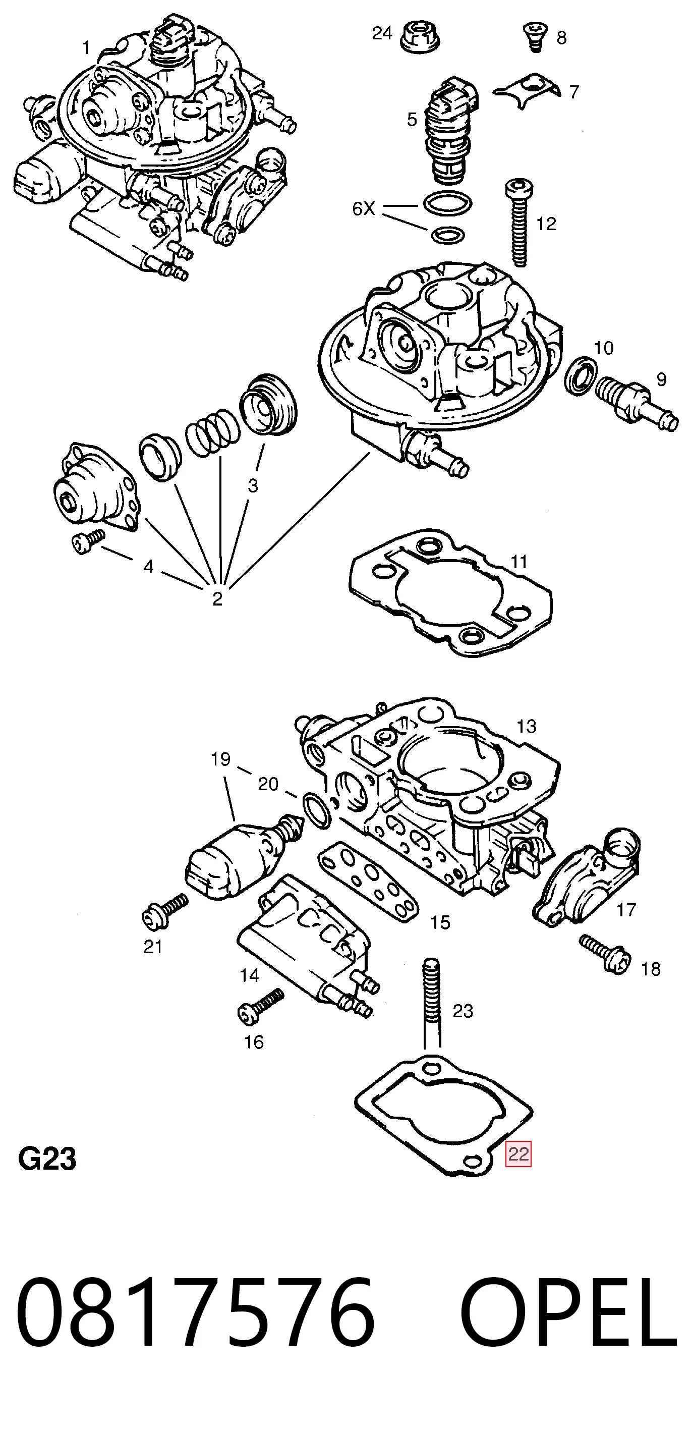Junta de la cabeza del inyector 0817576 OPEL