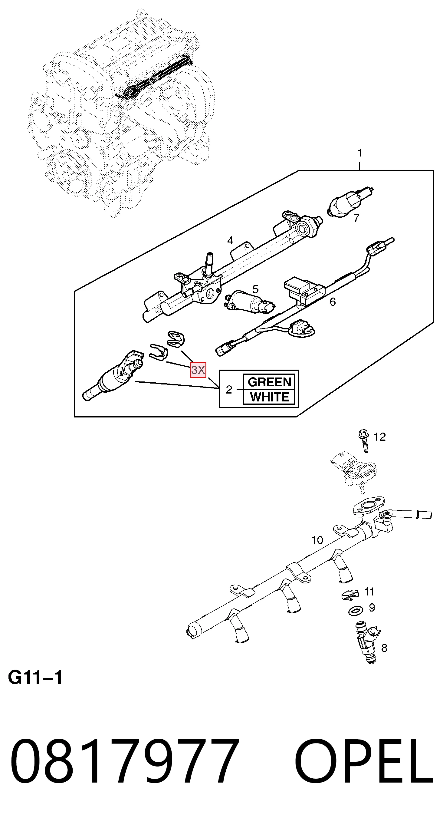 Juego de reparación de inyector 0817977 OPEL