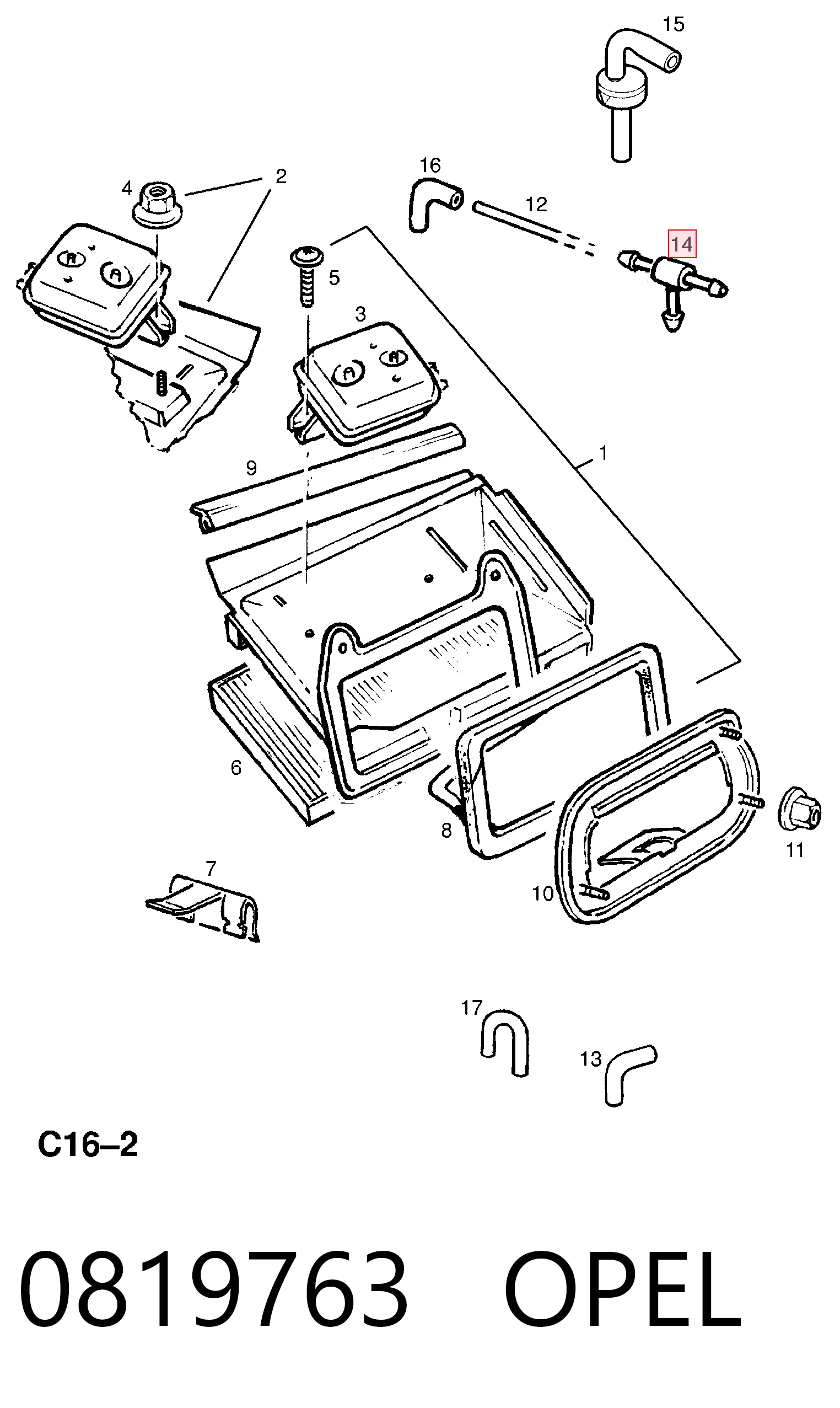 Racor de retorno de inyector 0819763 OPEL