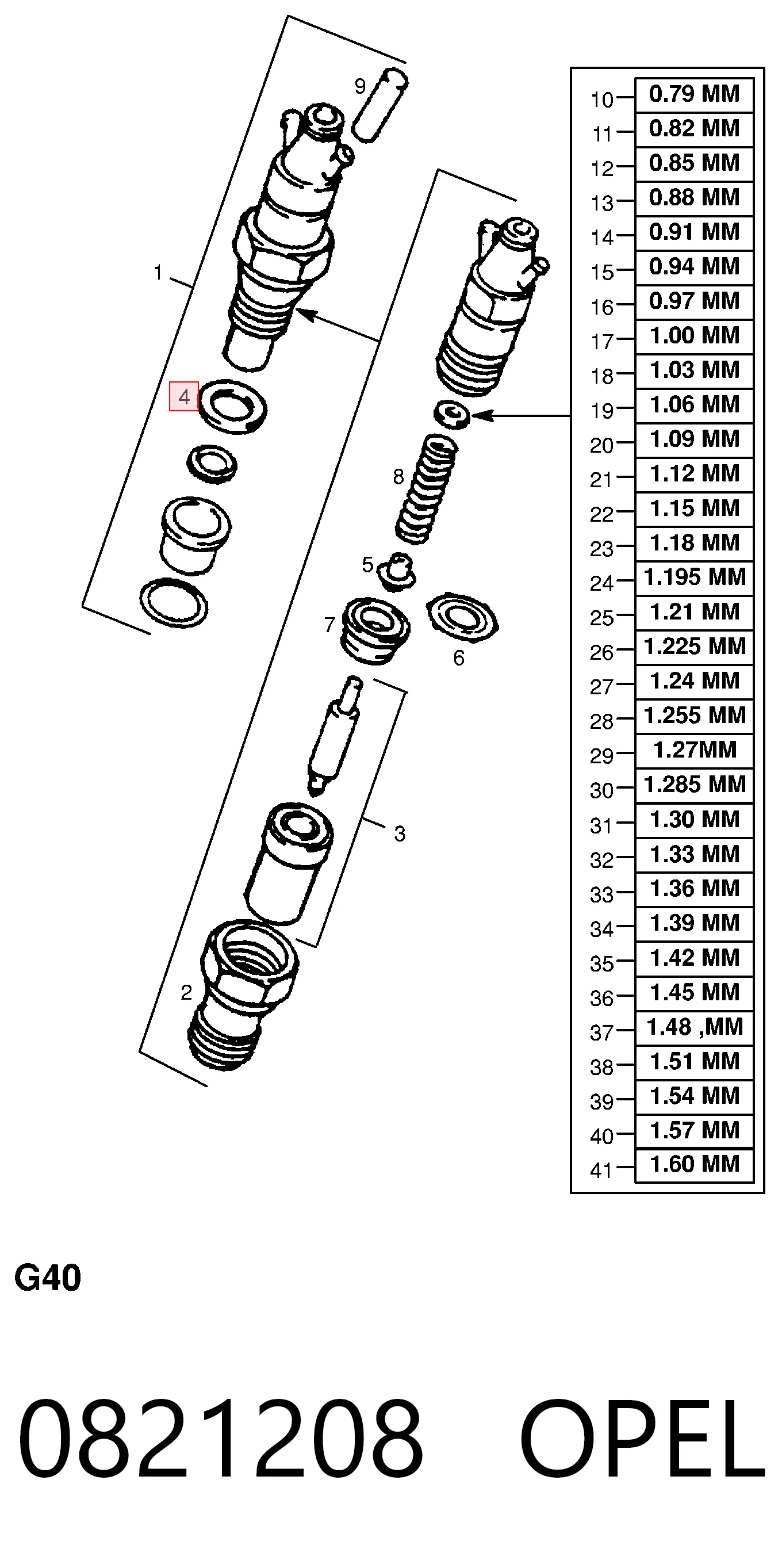 0821208 Opel Arandela de asiento del inyector