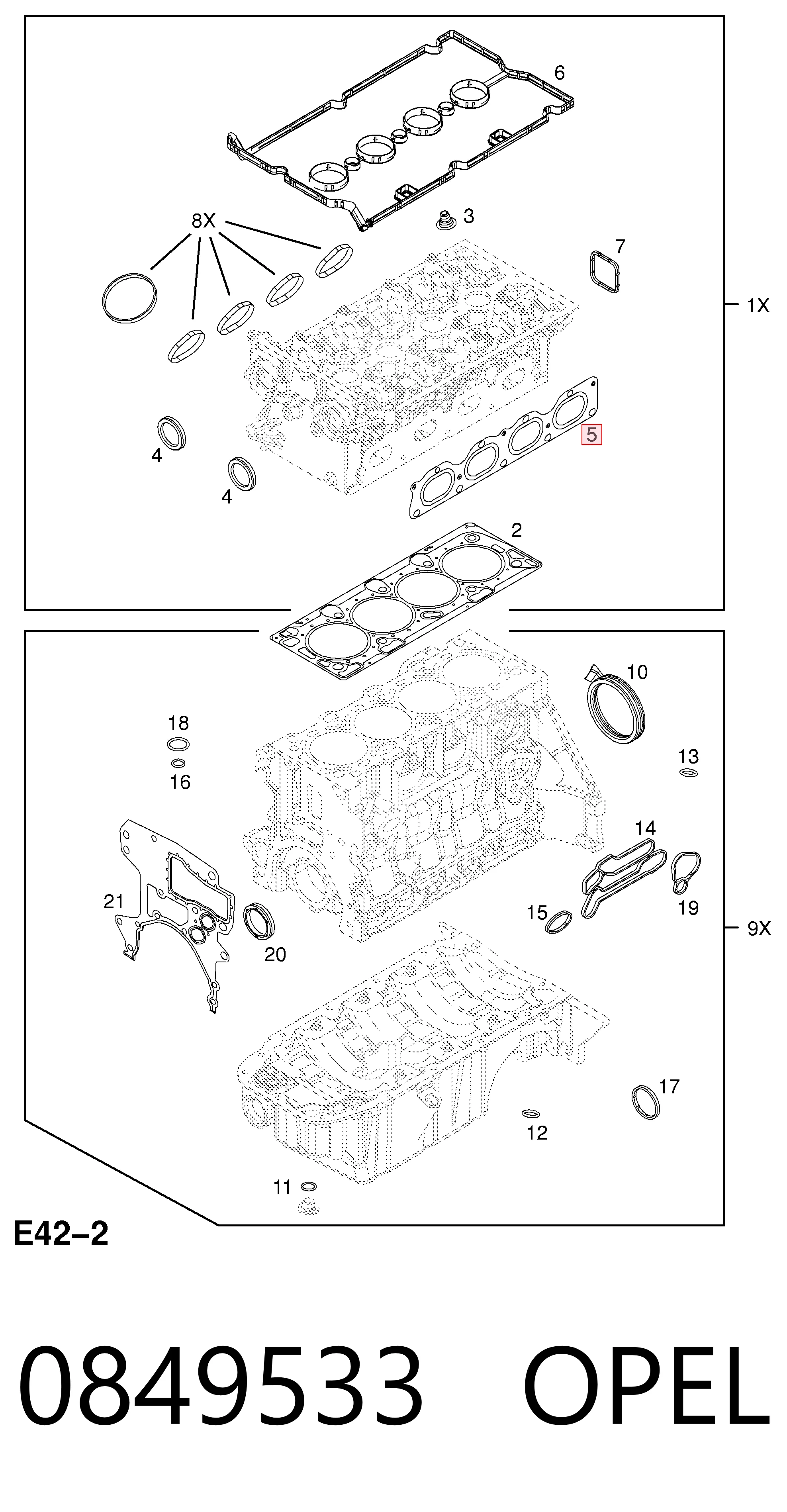 Junta de colector de escape 0849533 OPEL