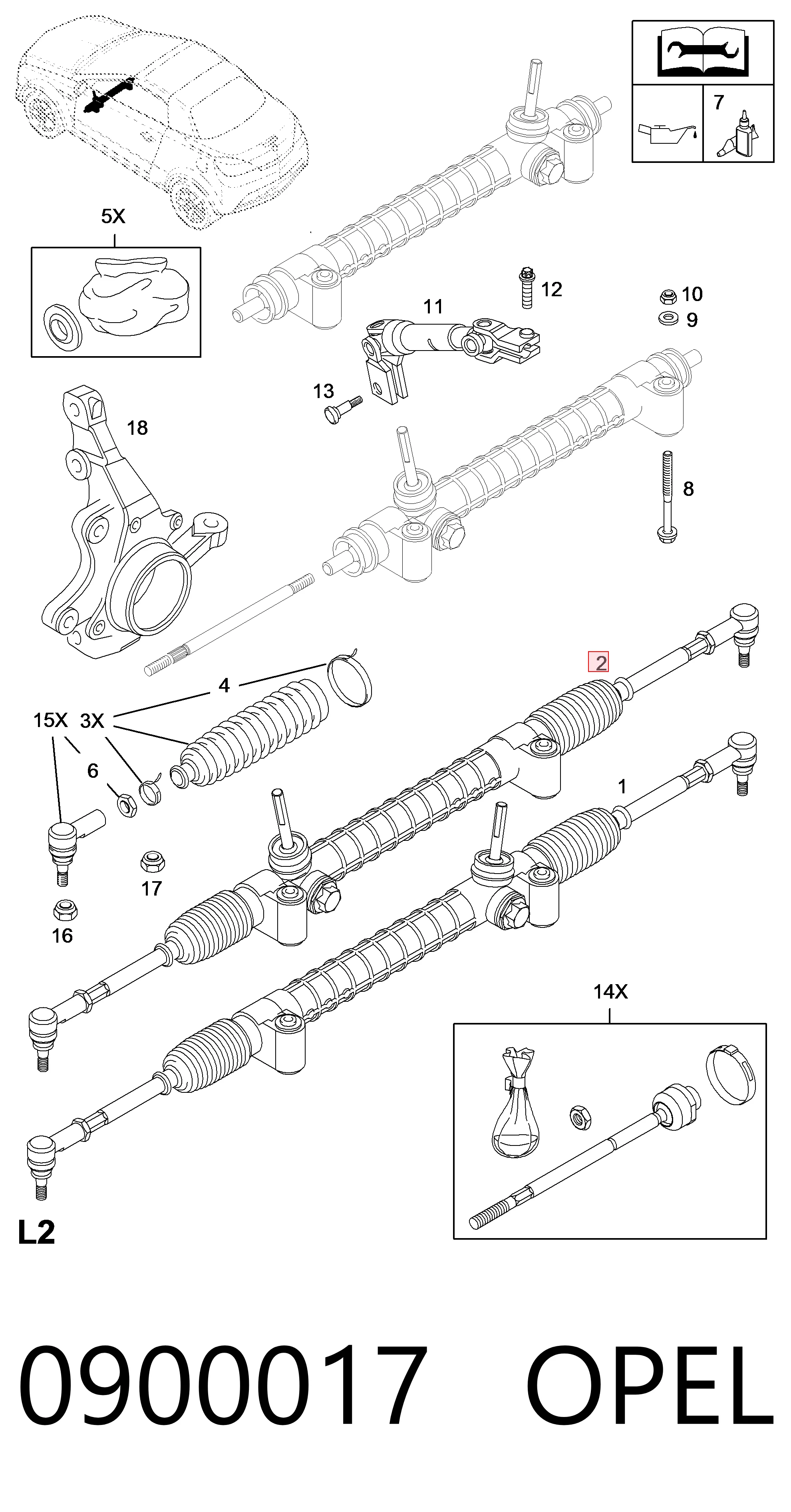 Cremallera de dirección para Opel Calibra 85