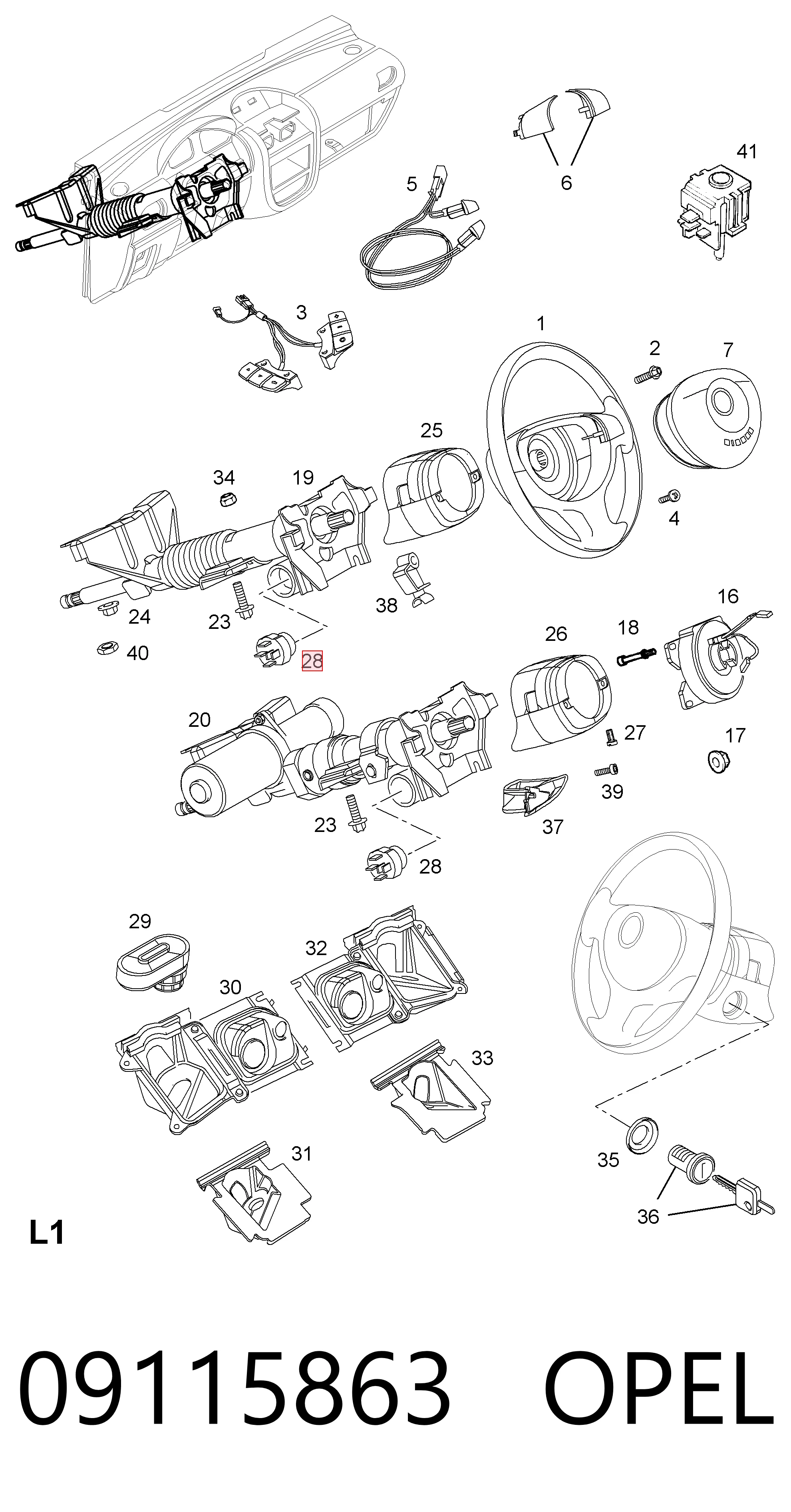 Interruptor de arranque Opel Combo B furgoneta (2001 - 2011) precio, desde 11,69 EUR