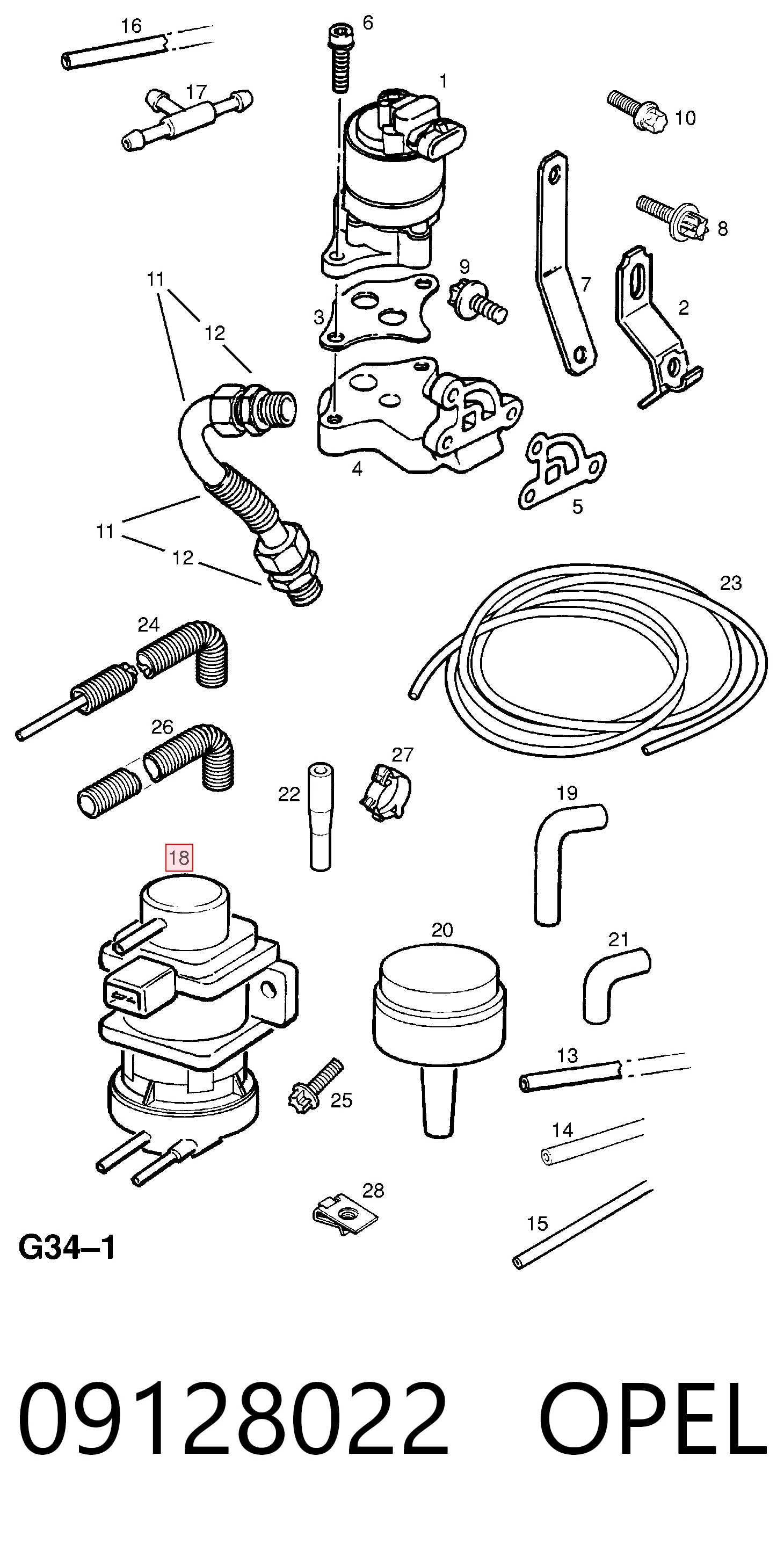 09128022 Opel Válvula solenoide de control de presión de sobrealimentación